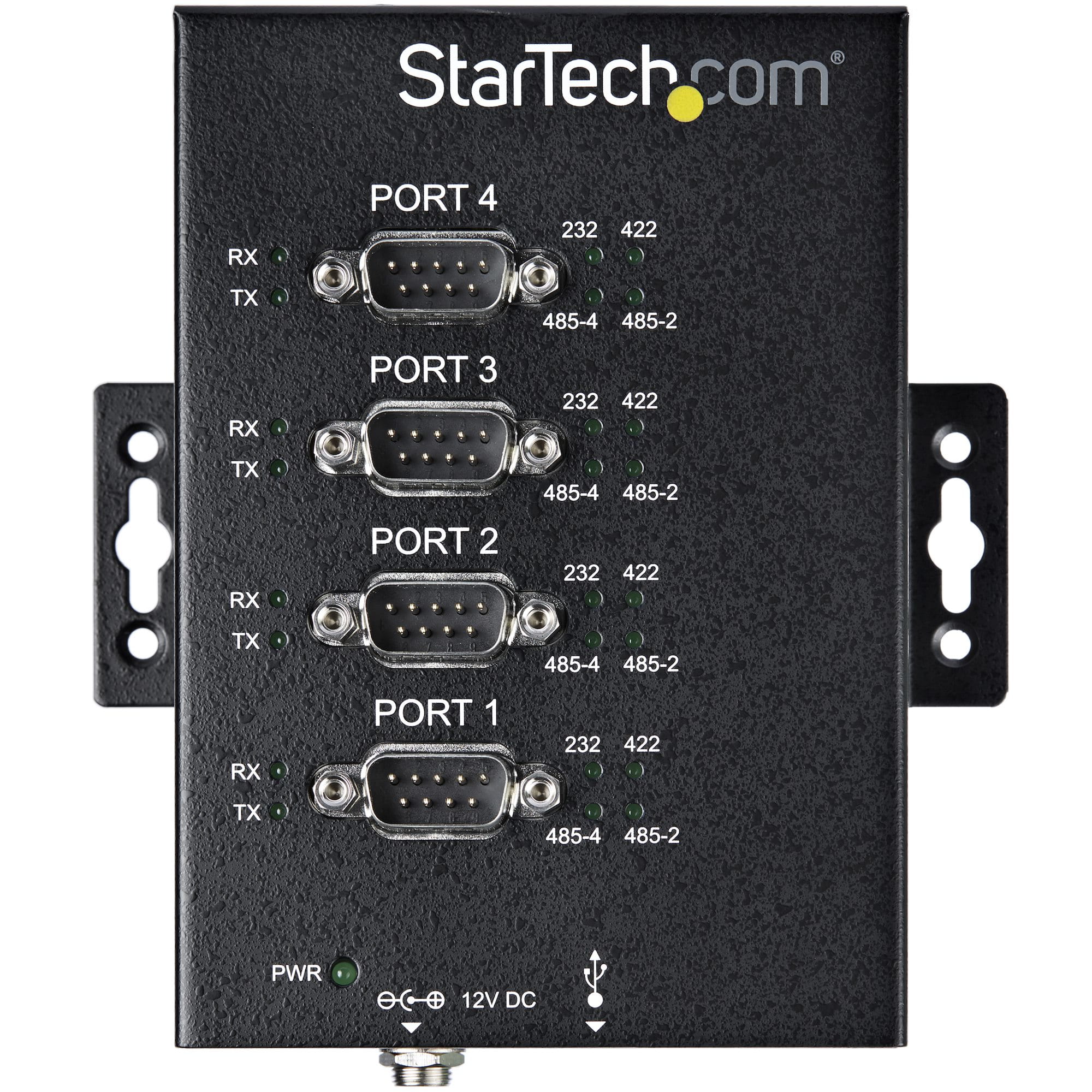 StarTech.com 4 Port Serieller Hub, USB auf RS232/RS485/RS422 Adapter - Industrieller USB 2.0 auf DB9 Konverter Hub - IP30 Schutzklasse - Hutschienenmontierbar, 15kV ESD Schutz (ICUSB234854I)