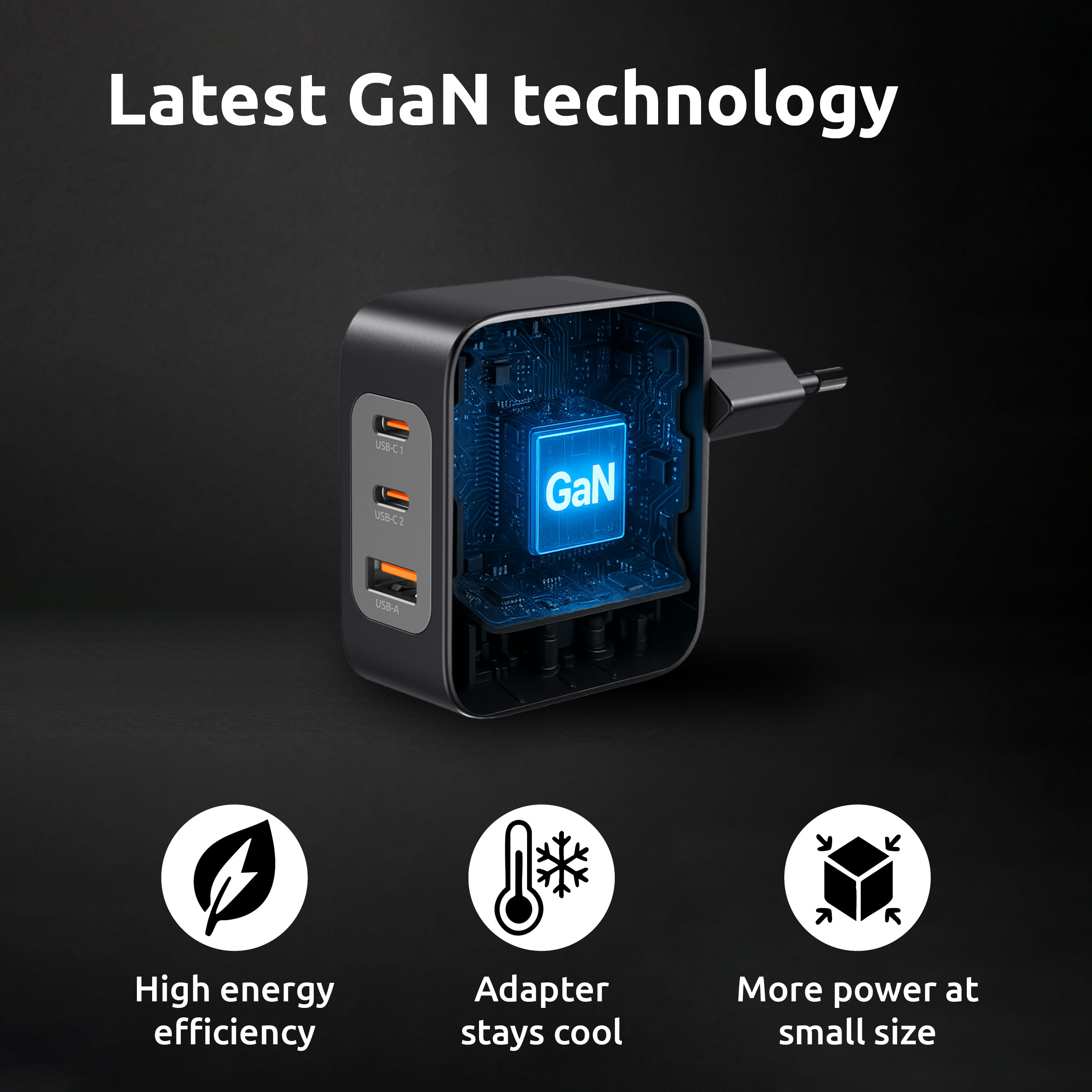 Intenso W100ACC+C520C, Set Power Adapter + Ladekabel, 100W, Schnellladen, GaN, 3 Geräte gleichzeitig Laden, schwarz, Drinnen, 120 - 140 V, 50/60 Hz, 100 W, 21 V, Schwarz