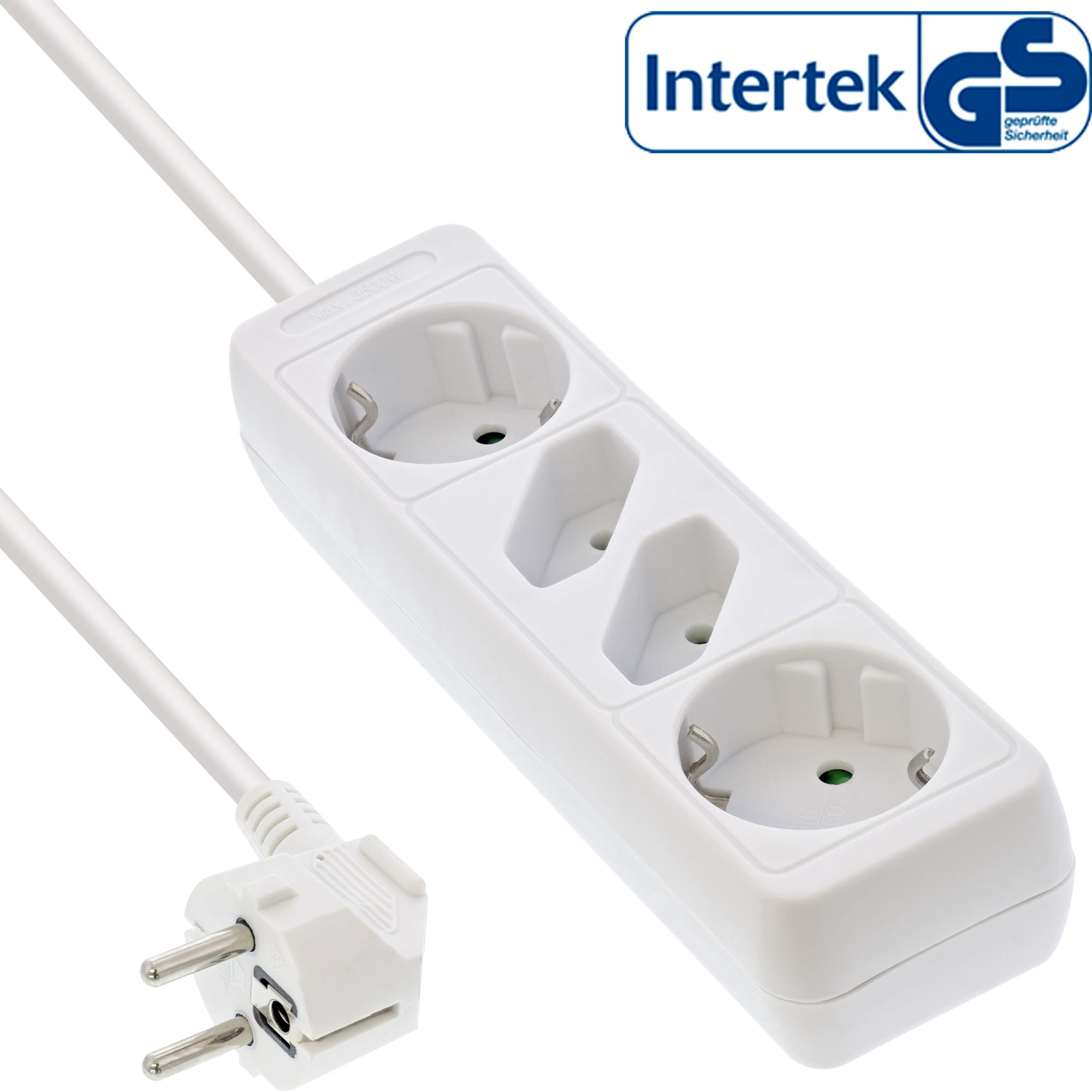 InLine Steckdosenleiste - 4-fach - 2x Schutzkontakt + 2x Euro - weiß - 5m InLine Steckdosenleiste - 4-fach - 2x Schutzkontakt + 2x Euro - weiß - 5m