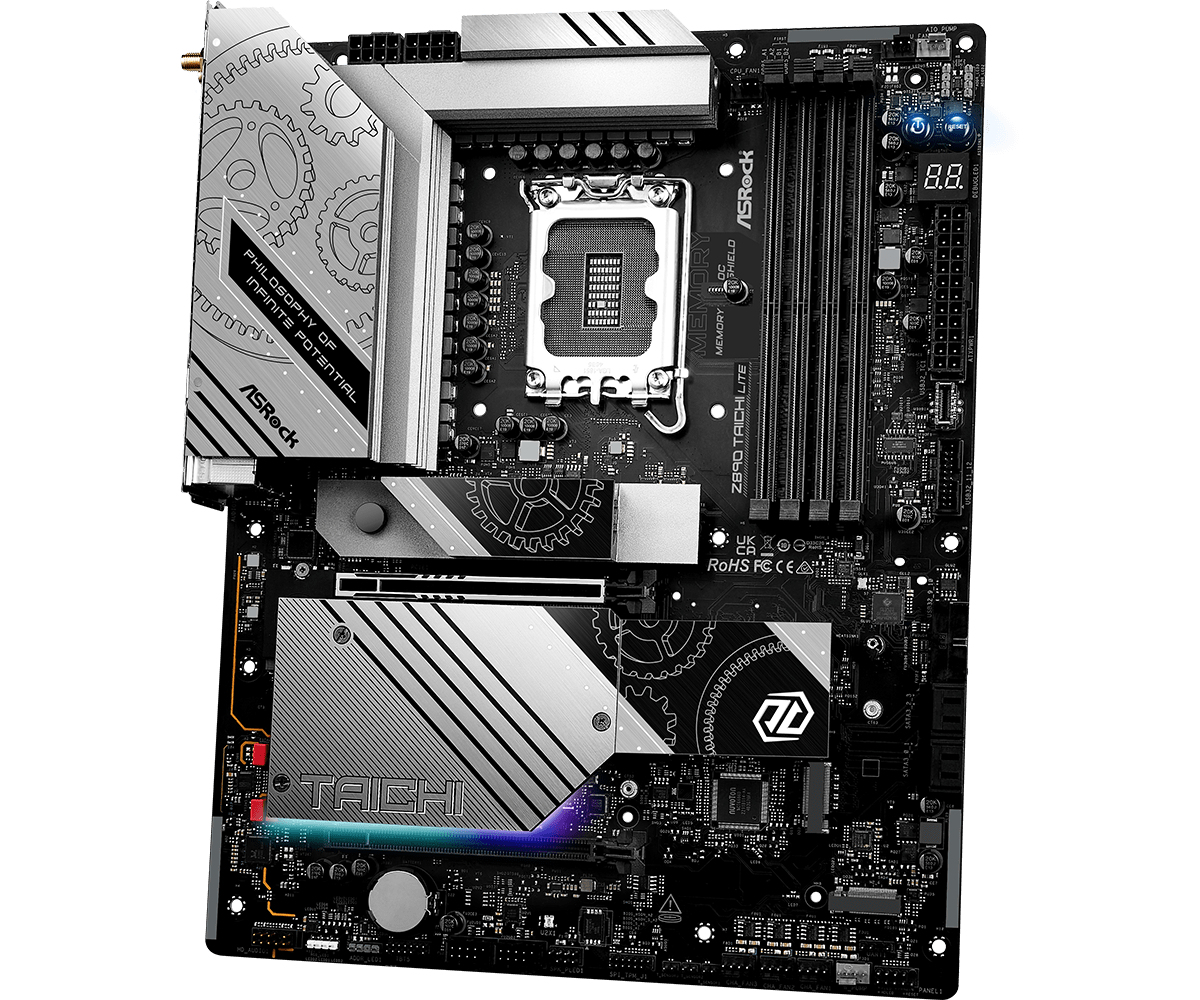 ASRock Z890 TAICHI LITE - Motherboard - ATX - LGA1851-Sockel - Z890 Chipsatz - USB4, USB-C 3.2 Gen 2x2, USB 3.2 Gen 1, USB 3.2 Gen 2 - 2.5 Gigabit LAN, 5 Gigabit Ethernet, Wi-Fi 7, Bluetooth - Onboard-Grafik (CPU erforderlich)