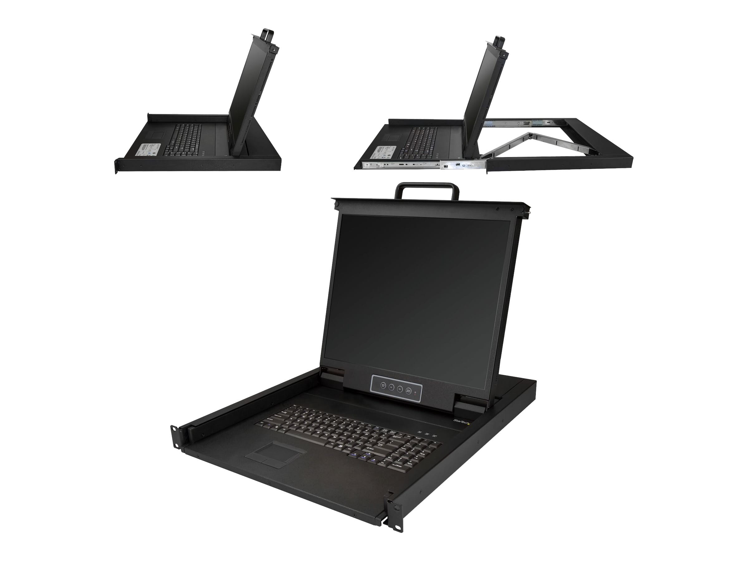 StarTech.com Rack KVM Konsole - US Tastatur(QWERTY), Ein Port VGA KVM mit 19" LCD Monitor - 1HE LCD KVM Konsolenschublade mit Kabeln - USB Unterstützung - 50.000 MTBF (RKCONS1901)