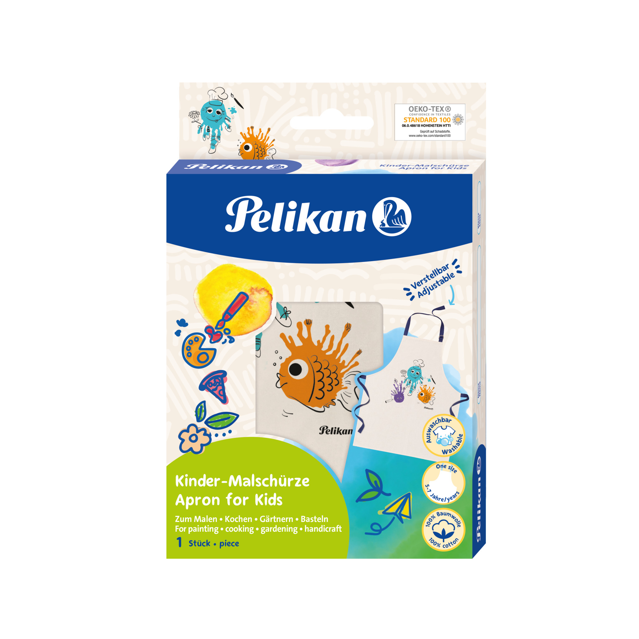 Pelikan Kinder-Malschürze, Kinder, Mehrfarbig, Baumwolle, 5 Jahr(e), 7 Jahr(e), Junge/Mädchen