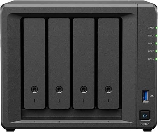 Synology DP340 - Server - DT - 1-Weg - 1 x Ryzen Embedded R1600 / 2.6 GHz - RAM 16 GB - SATA - Hot-Swap 8.9 cm (3.5")
