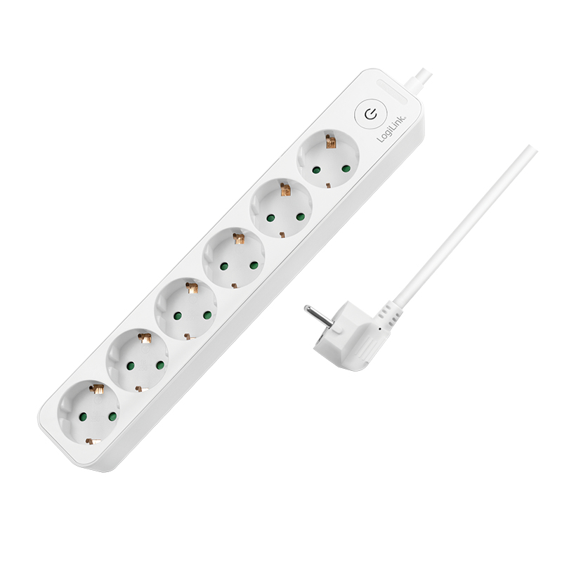 LogiLink Steckdosenleiste - Wechselstrom 250 V - 3680 Watt - Eingabe, Eingang Stromversorgung - Ausgangsanschlüsse: 6 (6 x Leistungs-CEE 7/3)