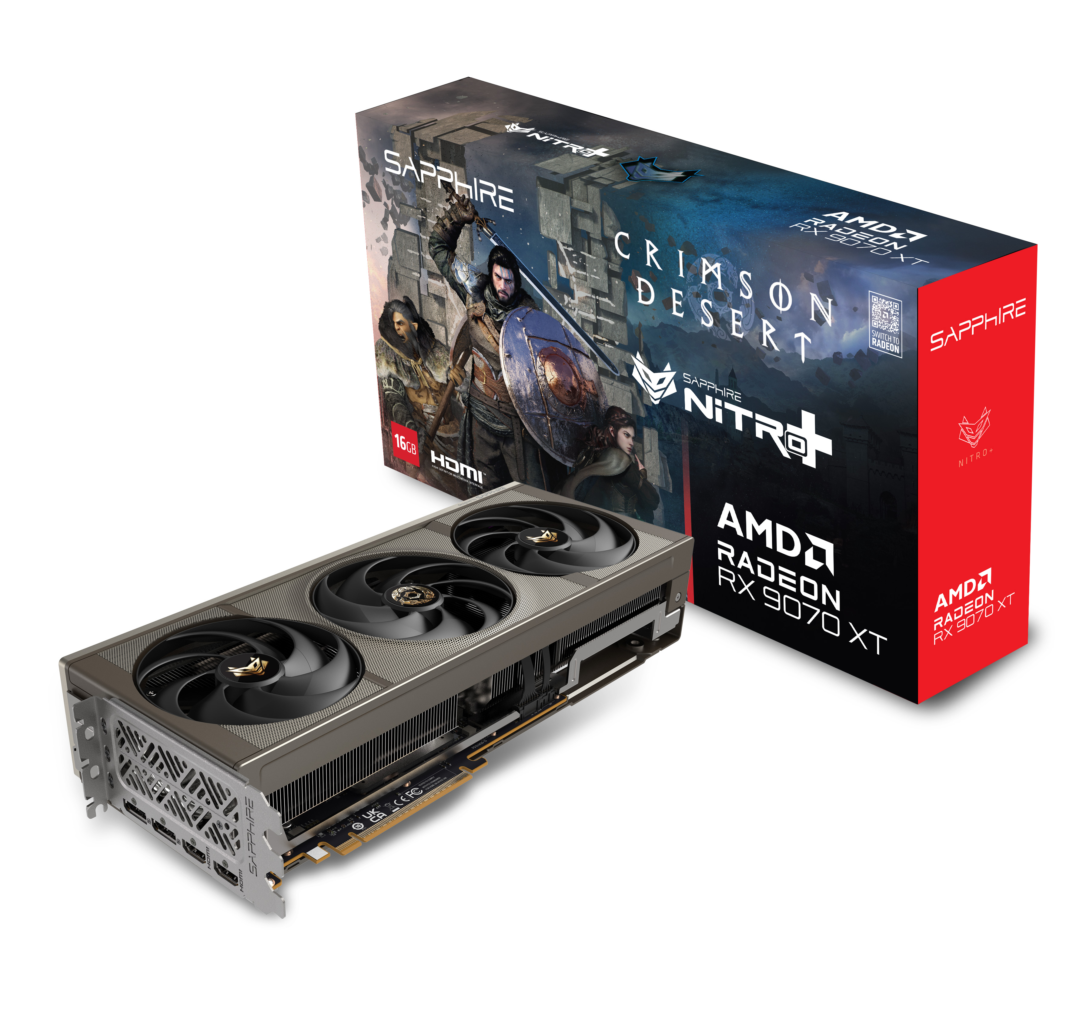 Sapphire NITRO+ AMD Radeon RX 9070 XT OC Crimson Desert Edition, Radeon RX 9070 XT, 16 GB, GDDR6, 256 Bit, 7680 x 4320 Pixel, PCI Express x16 5.0