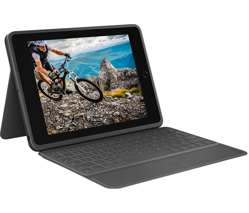 Logitech Rugged Folio - Tastatur und Foliohülle - Apple Smart connector - QWERTZ - Deutsch - für Apple 10.2-inch iPad (7. Generation, 8. Generation, 9. Generation)