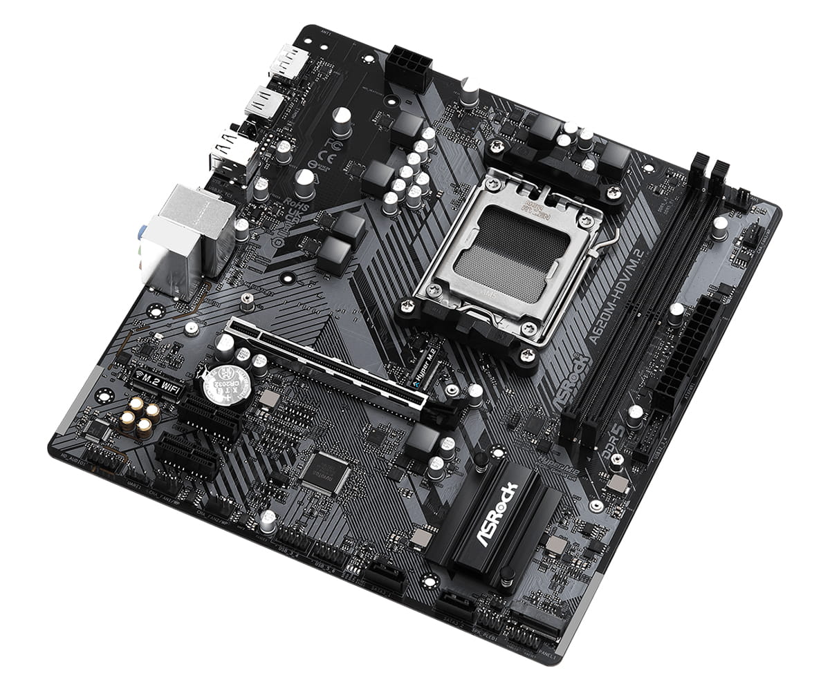 ASRock A620M-HDV/M.2 - Motherboard - micro ATX - Socket AM5 - AMD A620 Chipsatz - USB 3.2 Gen 1, USB-C 3.2 Gen 1 - Gigabit LAN - Onboard-Grafik (CPU erforderlich)