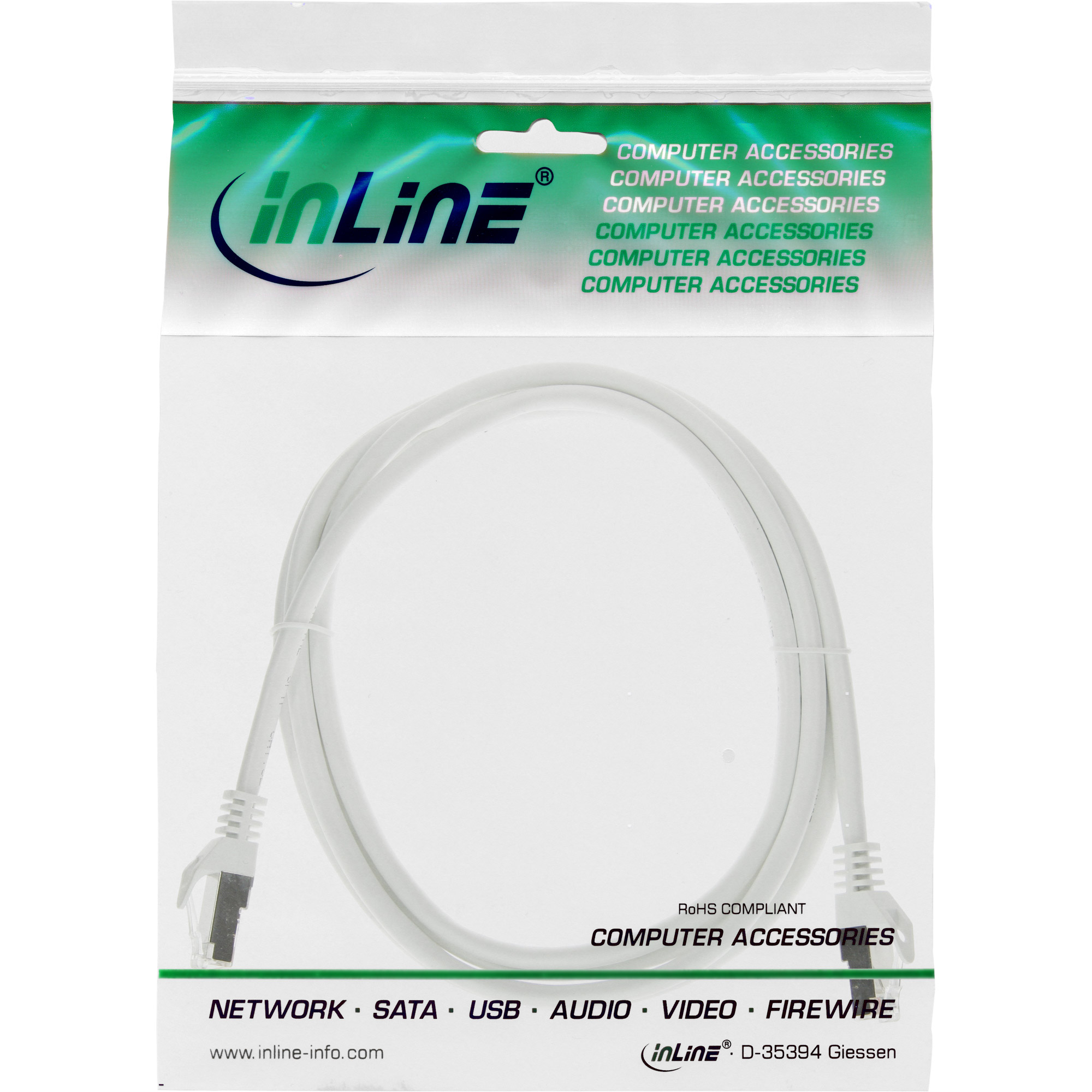 InLine Patchkabel - SF/UTP - Cat.5e - weiß - 0,5m