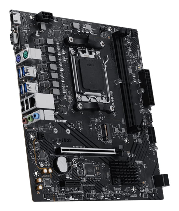 MSI PRO A620AM-B EVO - Motherboard - micro ATX - Socket AM5 - AMD A620A Chipsatz - USB 3.2 Gen 1, USB-C 3.2 Gen 1 - 2.5 Gigabit LAN - Onboard-Grafik (CPU erforderlich)
