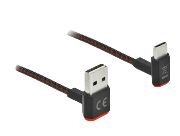 Delock Easy - USB-Kabel - USB (M) nach oben/unten abgewinkelt, doppelseitig zu Micro-USB Typ B (M)