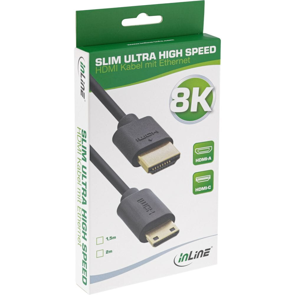InLine Slim Ultra High Speed HDMI Kabel - 8K4K - A St. / C St. (Mini) - 1,5m