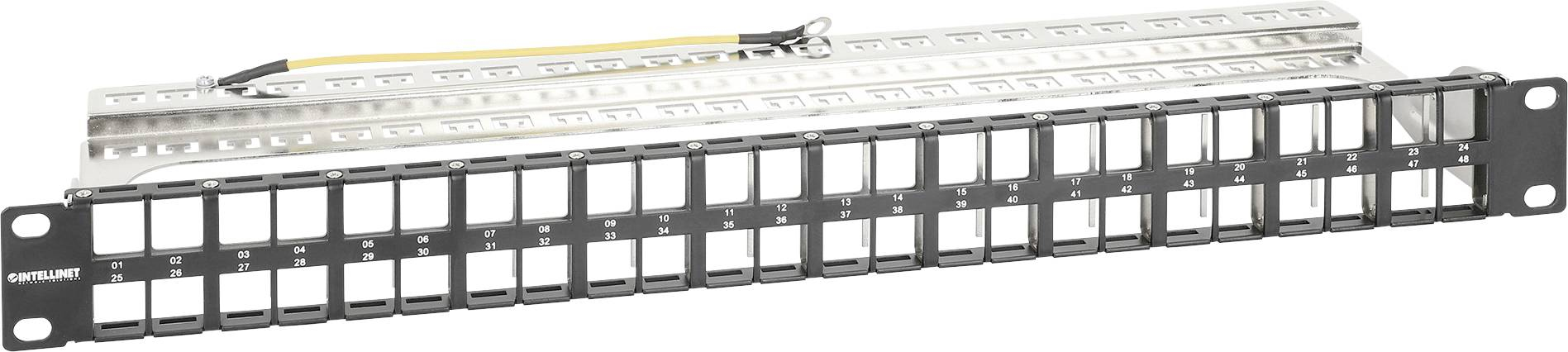 Intellinet Leeres Keystone-Patchpanel - Rack montierbar - abgeschirmt - Schwarz - 1U - 48.3 cm (19")