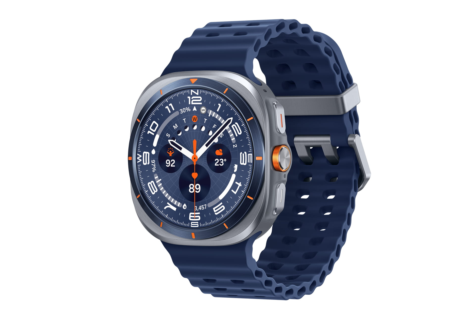 Samsung Galaxy Watch Ultra - 47 mm - Titanium Blue - intelligente Uhr mit Marineband - Gummi - Blau - Bandgröße: S/M/L - Anzeige 3.73 cm (1.5")