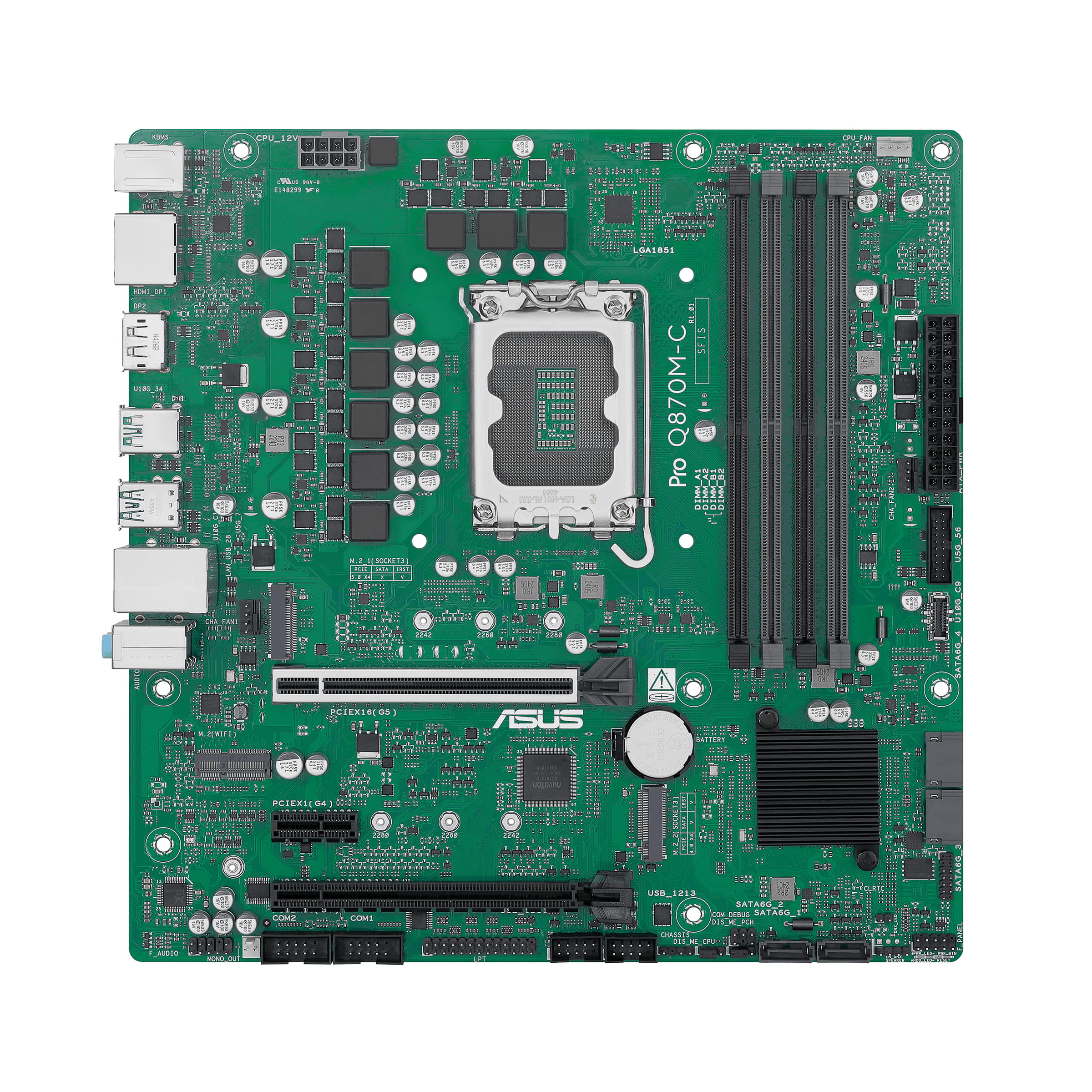 ASUS Pro Q870M-C-CSM - Motherboard - micro ATX - LGA1851 Sockel - Q870 Chipsatz - USB-C 3.2 Gen2, USB 3.2 Gen 1, USB 3.2 Gen 2 - Gigabit LAN - Onboard-Grafik (CPU erforderlich)