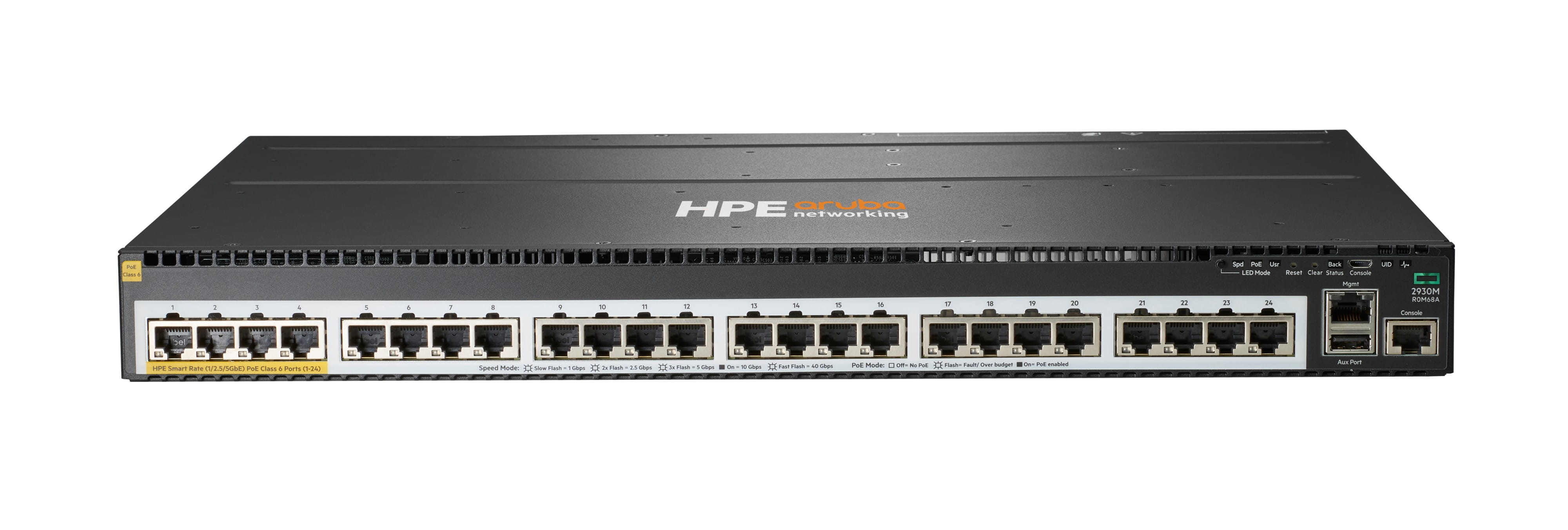 HPE Aruba Networking 2930M 24 Smart Rate POE+ 1-Slot - Switch - L3 - managed - 24 x 1/2.5/5GBase-T POE+ - an Rack montierbar - PoE+ (860 W)
