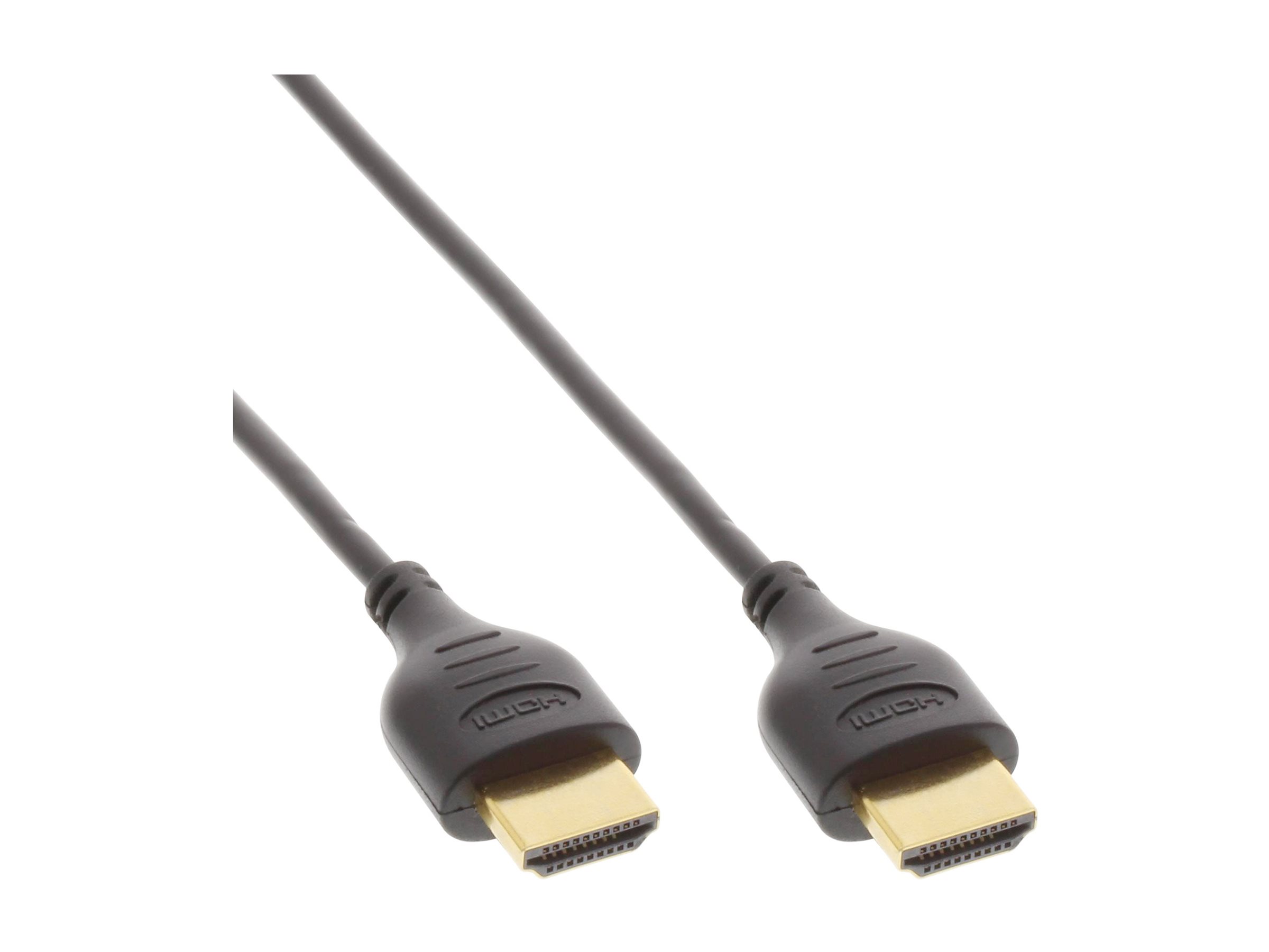 InLine HDMI Superslim Kabel A an A - HS mit Eth. - Premium - schwarz / gold - 1,8m