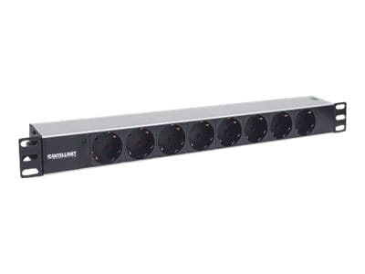 Intellinet 19" 1.5U Rackmount 8-Way Power Strip - German Type", With LED Indicator Only, No Surge Protection, 1.6m Power Cord - Steckdosenleiste (Rack - einbaufähig)