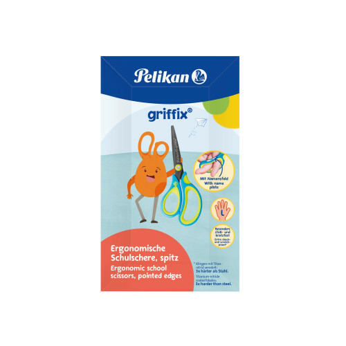 Pelikan 820592, Kind, Gerader Schnitt, Einzelbild, Blau, Edelstahl, Gelb, Universal, 1 Stück(e)