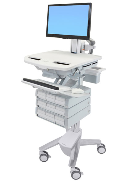 Ergotron Wagen - offene Architektur - für LCD-Display / PC-Ausrüstung - medizinisch - Kunststoff, Aluminium, verzinker Stahl - Grau, weiß, Polished Aluminum - Bildschirmgröße: bis zu 61 cm (bis zu 24 Zoll)