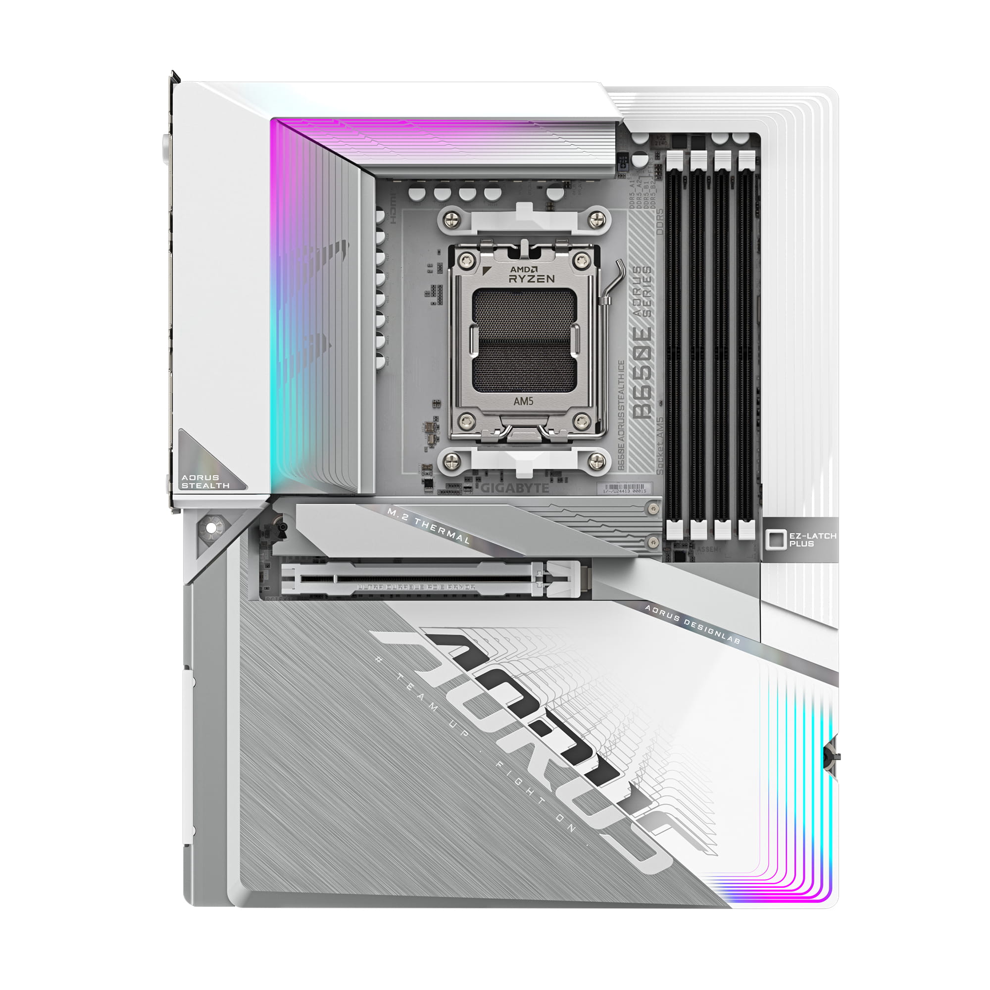 Gigabyte AORUS B650E STEALTH ICE - Motherboard - ATX - Socket AM5 - AMD B650 Chipsatz - USB-C 3.2 Gen2, USB 3.2 Gen 2, USB 3.2 Gen 1, USB-C 3.2 Gen 2x2 - 2.5 Gigabit LAN, Wi-Fi 7, Bluetooth - Onboard-Grafik (CPU erforderlich)