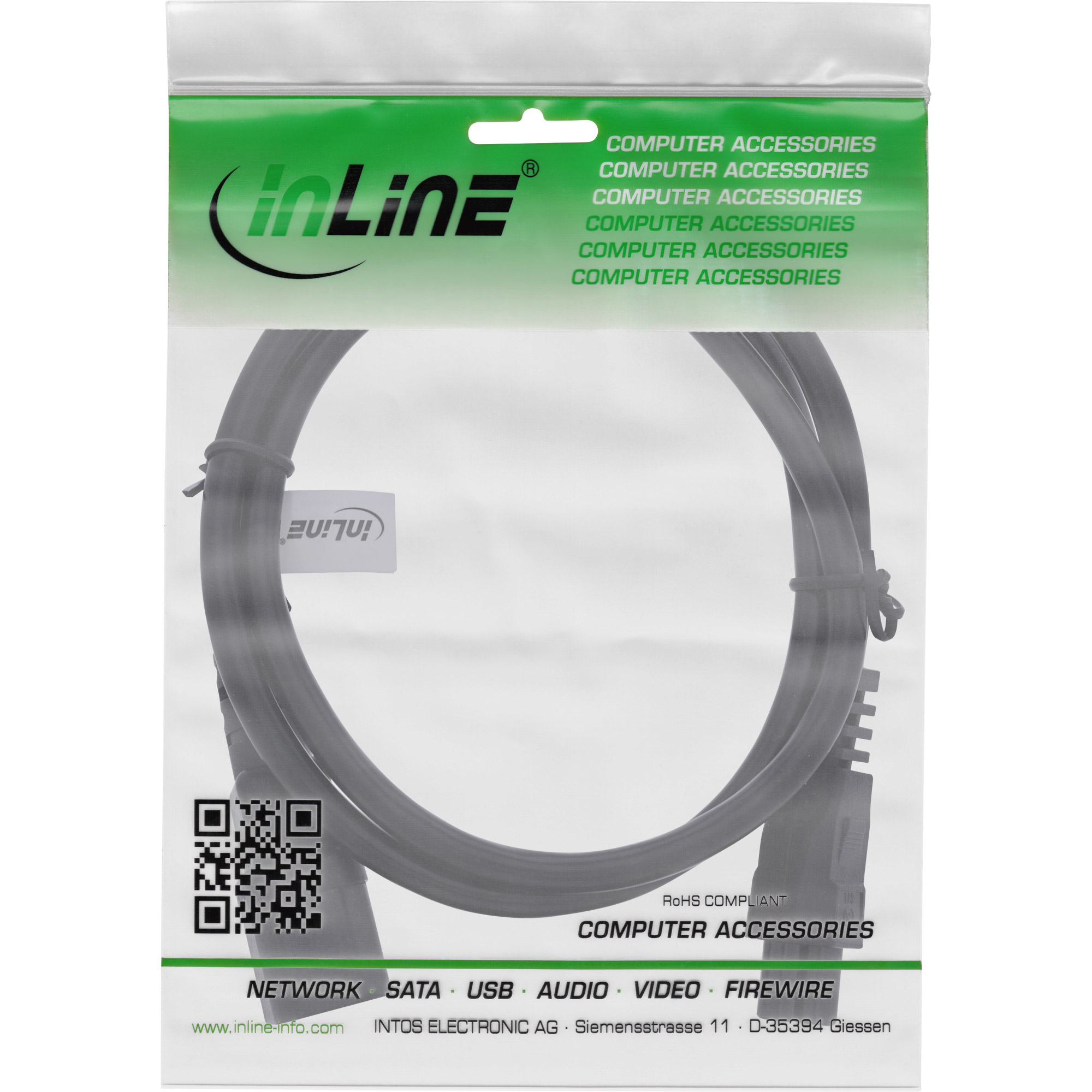 InLine Netzkabel - C14 Kupplung auf C5 Stecker - schwarz - 3m