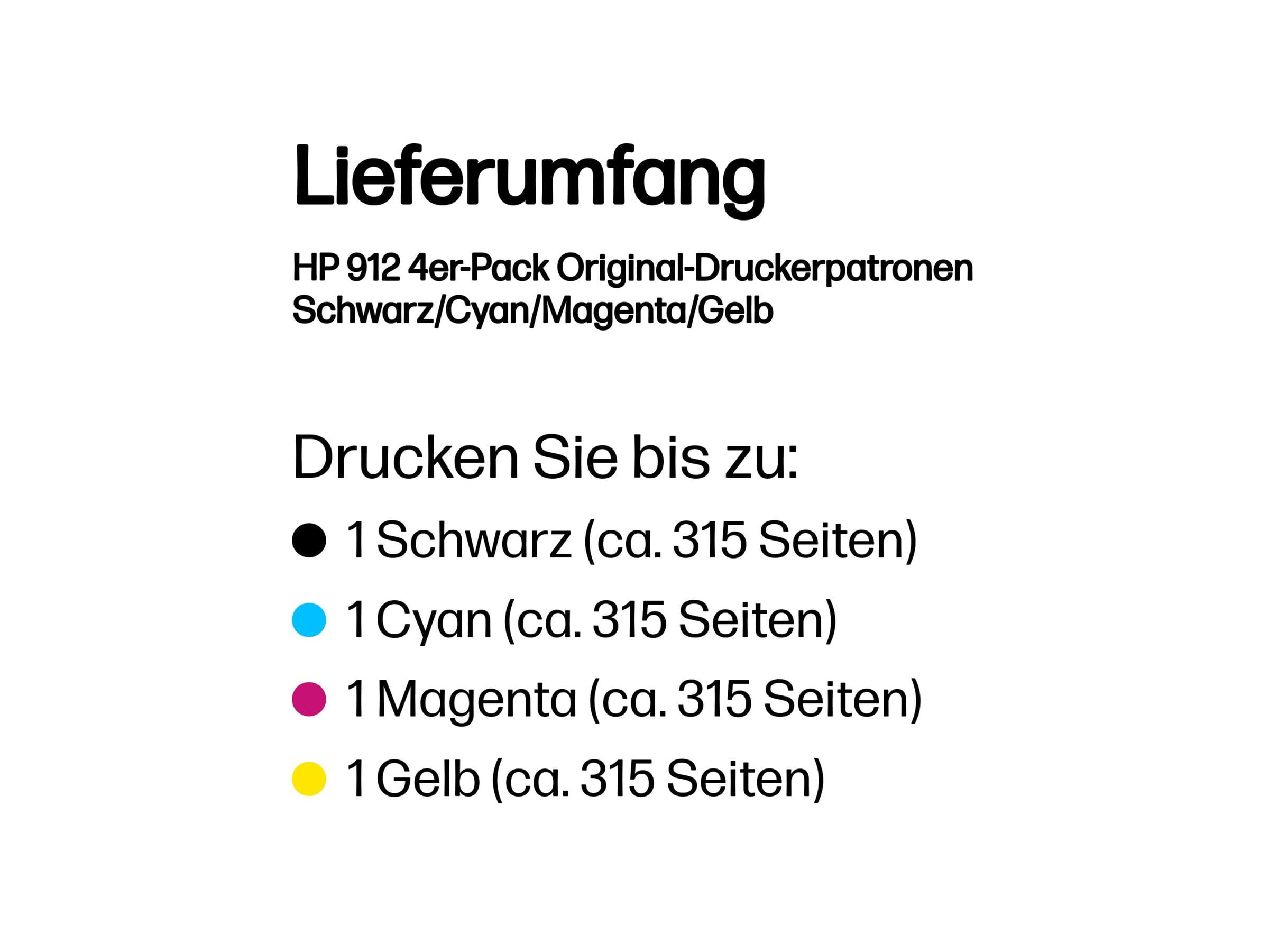 HP 912 Combo Pack - 4er-Pack - Schwarz, Gelb