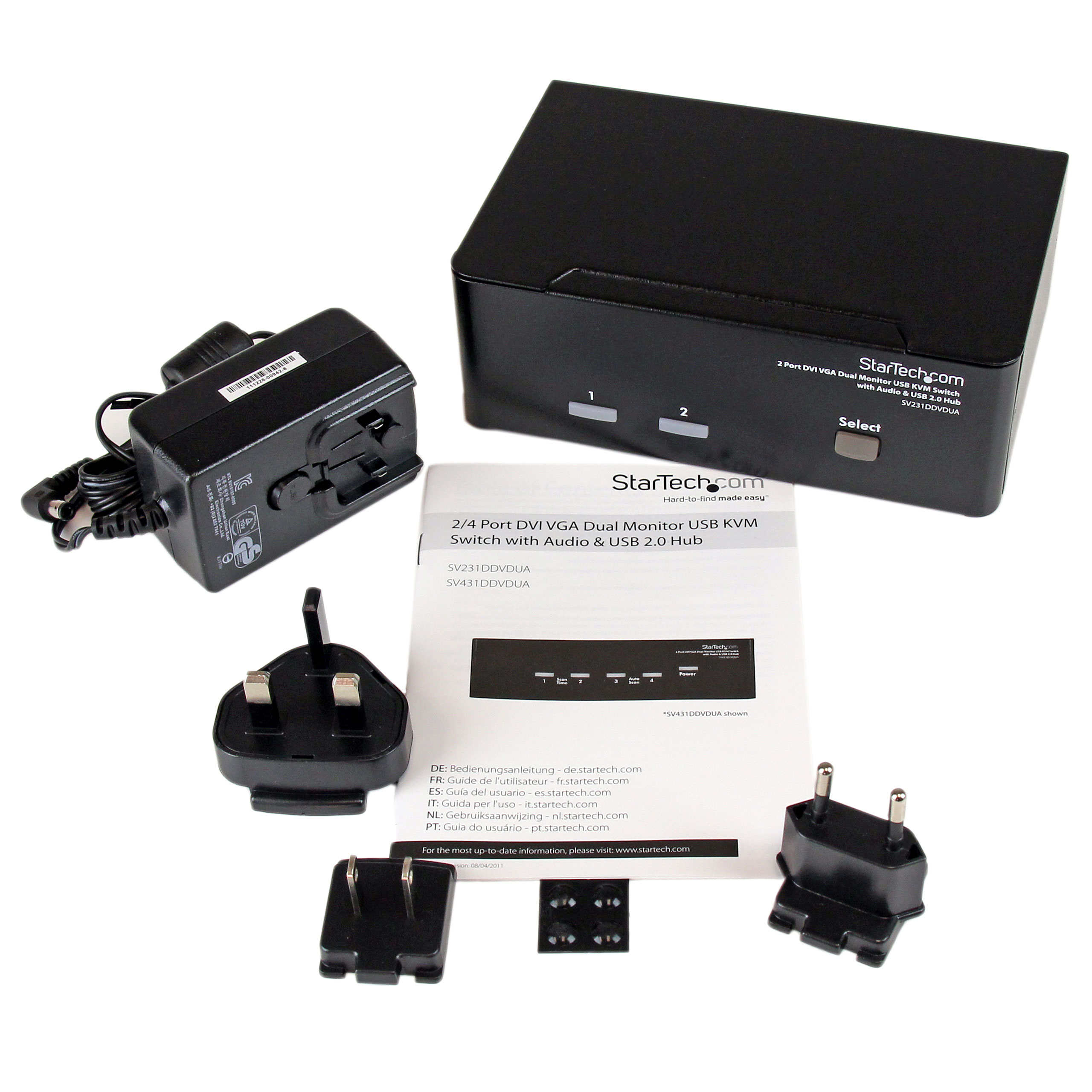 StarTech.com Dual DVI VGA 2 Port Monitor Audio Switch 2-fach KVM Umschalter USB 2.0 1920x1200 - 2 x USB 2.0 4 x DVI-I 4 x Klinke (Buchse)
