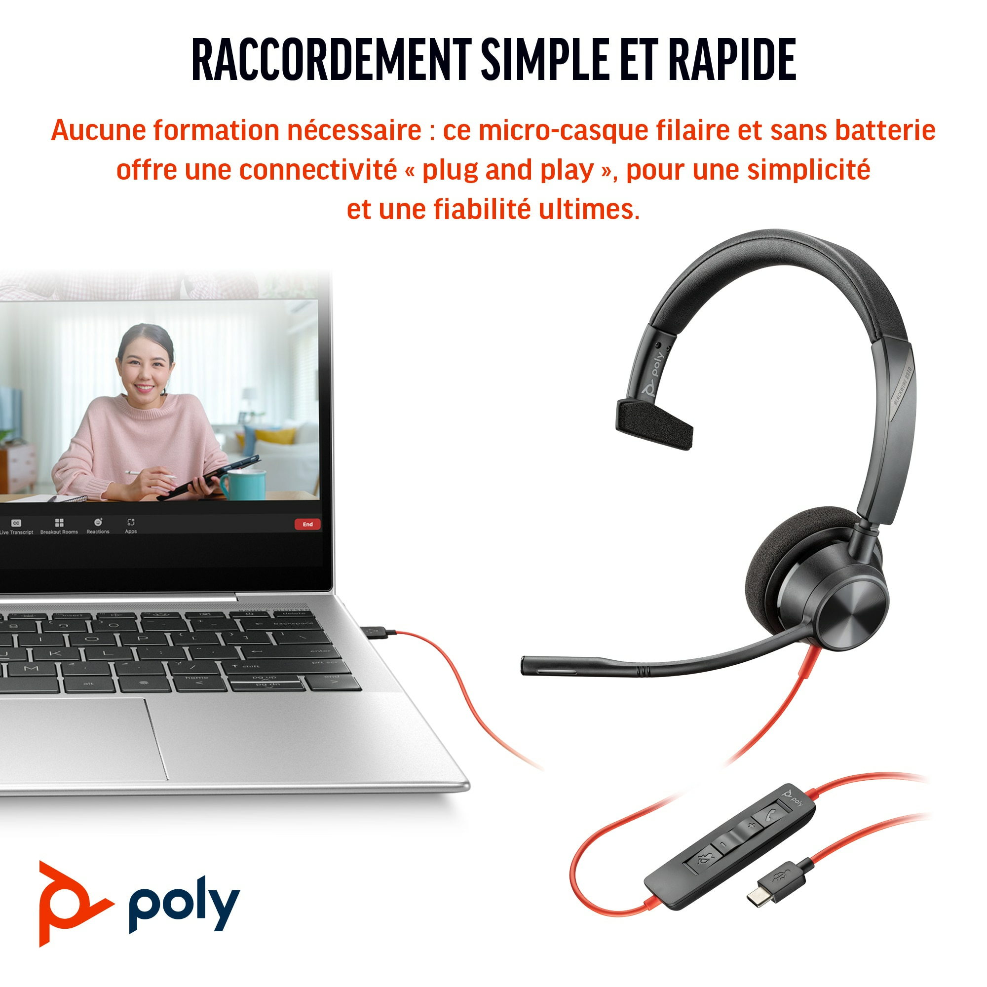 Poly Blackwire 3310 - Blackwire 3300 series - Headset