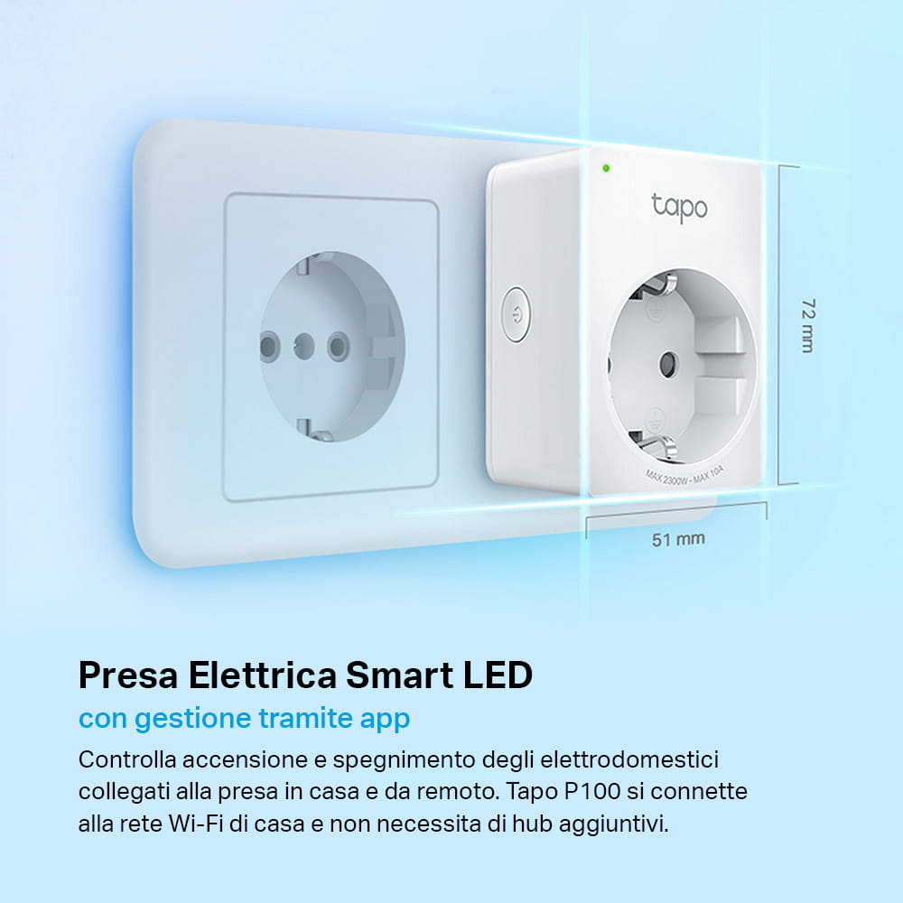 TP-LINK Tapo P100 V2 - Smart-Stecker - kabellos - 802.11b/g/n, Bluetooth 4.2