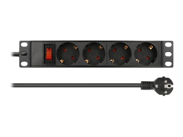 Delock Steckdosenleiste (Wandmontage) - AC 220-250 V - 3500 Watt - Eingabe, Eingang power CEE 7/7 - Ausgangsanschlüsse: 4 (4 x CEE 7/3)