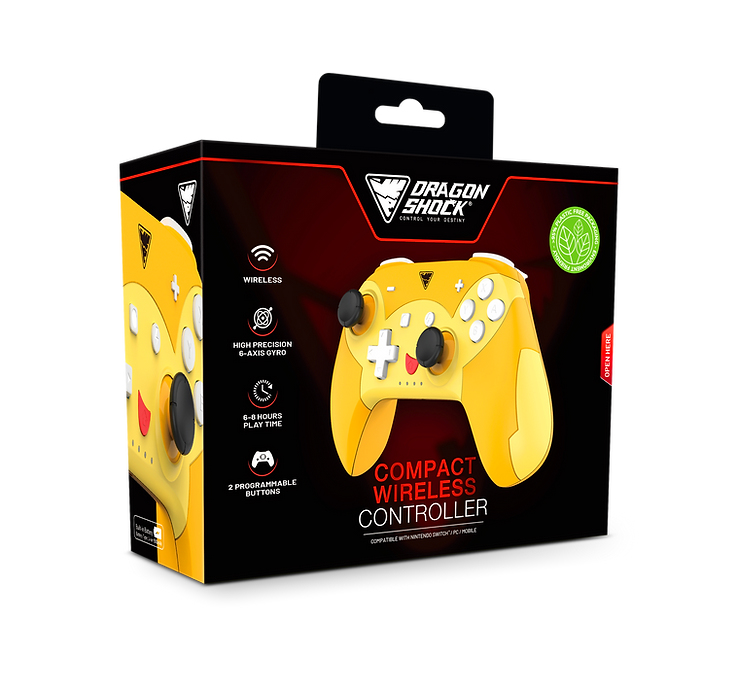 DragonShock PopTop Compact, Gamepad, Nintendo Switch, Schaltfläche Zurück, D-Pad, Home button, Reset-Taste, Kabellos, Bluetooth, USB Typ-C