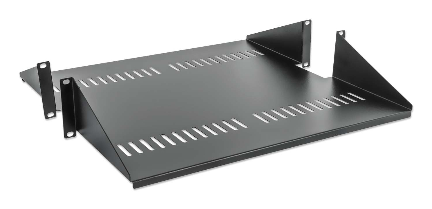 Intellinet 19" Double-Sided Cantilever Shelf, 2U, Double-Sided Shelf for 19" Rack, Max 25kg, Black, Three Year Warranty - Rack - Regal - Schwarz, RAL 9005 - 2U - 48.3 cm (19")