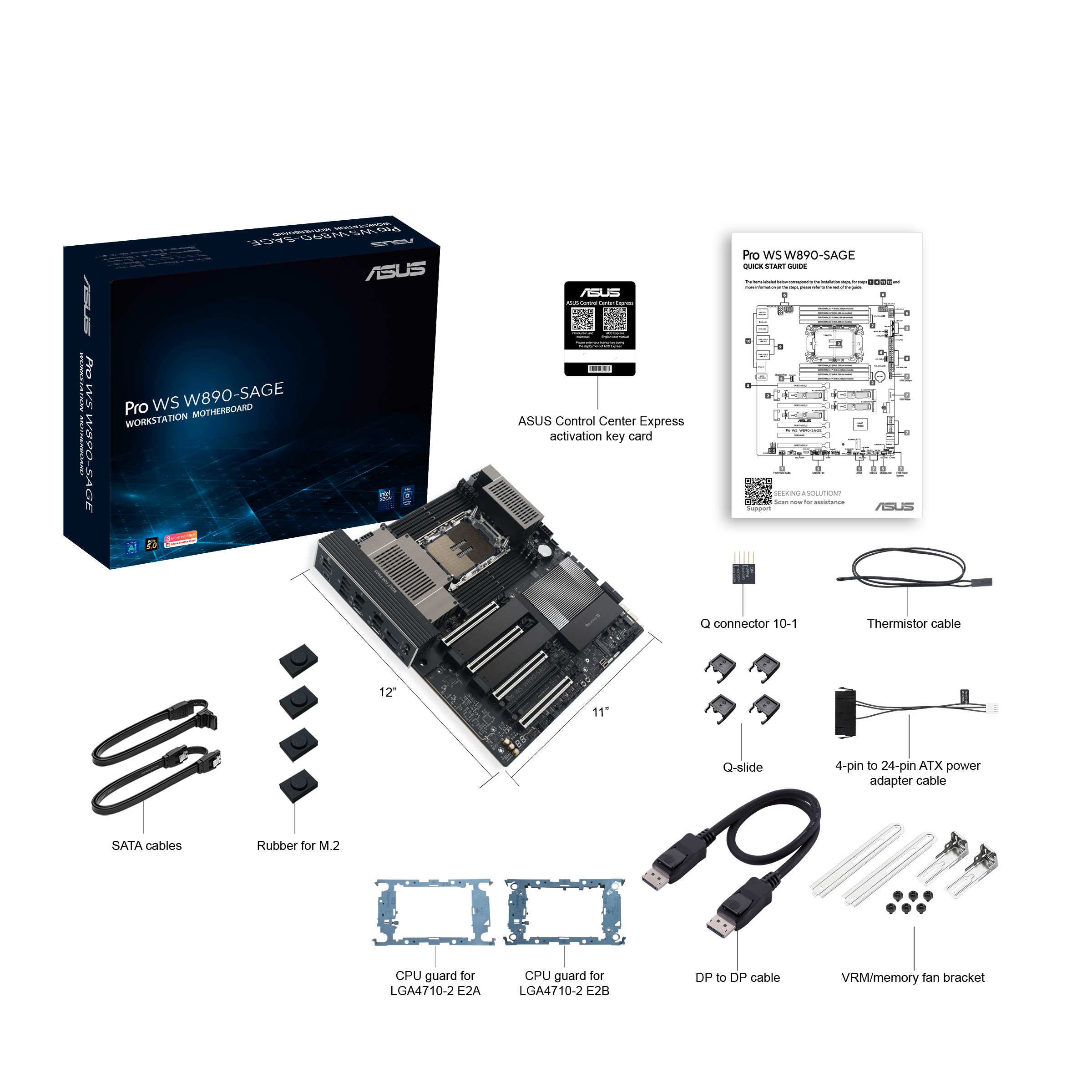 ASUS Pro WS W890-SAGE - Motherboard - SSI CEB - LGA4710-2 Socket - W890 Chipsatz - USB4, USB 3.2 Gen 2, USB-C 3.2 Gen 2x2, USB 3.2 Gen 1 - 2.5 Gigabit LAN, 10 Gigabit LAN - Onboard-Grafik (CPU erforderlich)