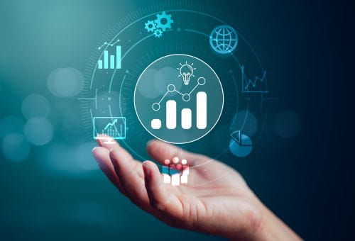 Hand mit transparente Icons