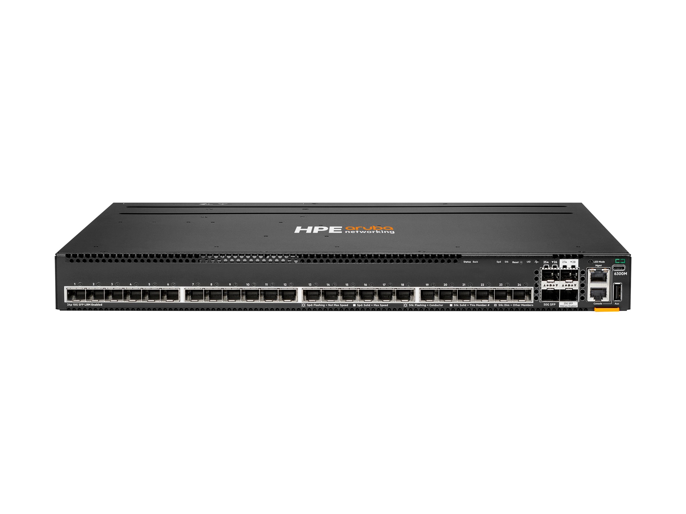 HPE Aruba Networking 6300M 24p 10M/100M/1G 4p SFP56 50G TAA Switch - Switch - max. Stapelentfernung 10 km - L3 - managed - 24 x 10/100/1000 + 4 x 1 Gigabit / 10 Gigabit / 25 Gigabit / 50 Gigabit SFP56 (Uplink / Stacking)