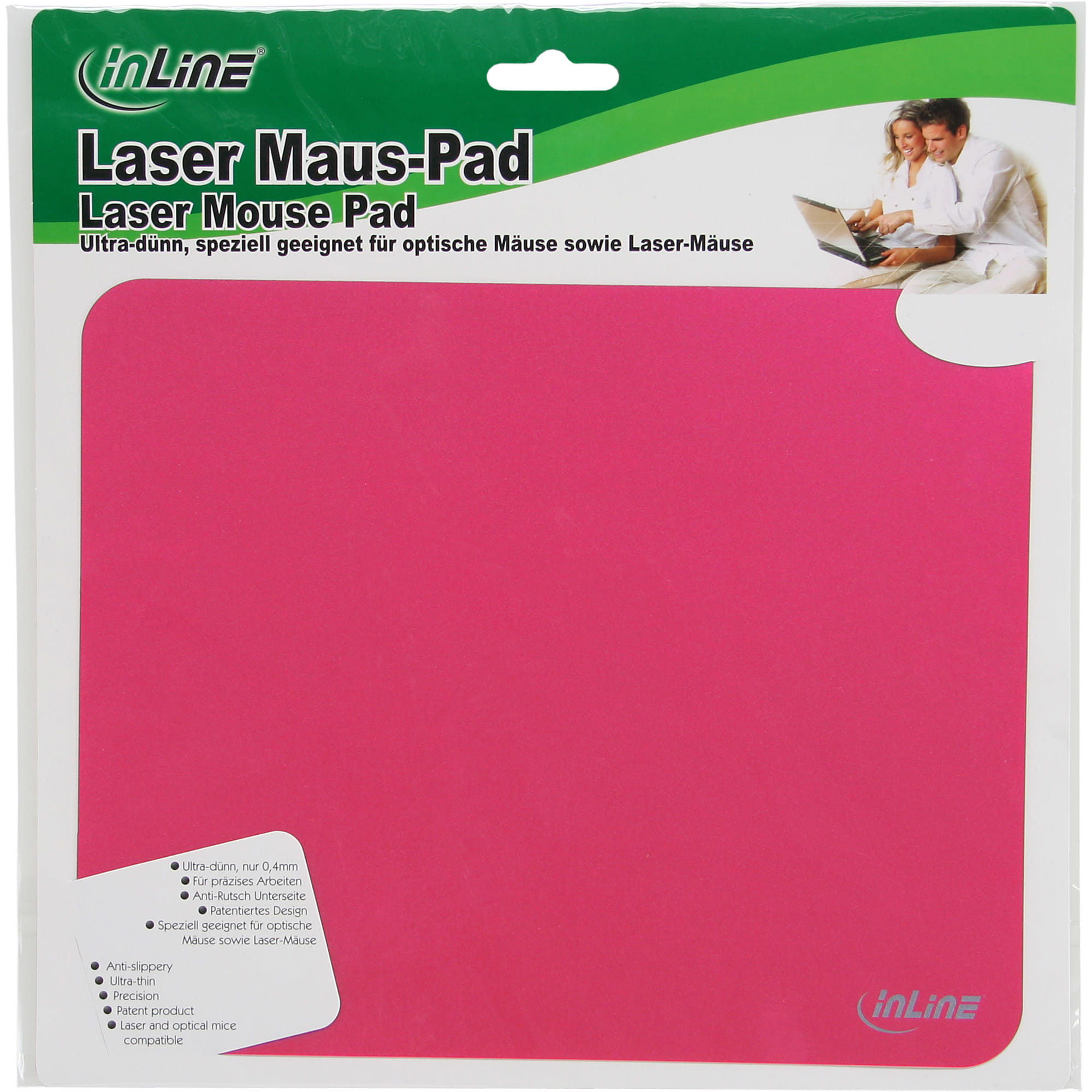 InLine Maus-Pad Laser - ultradünn - 220x180x0,4mm - rot