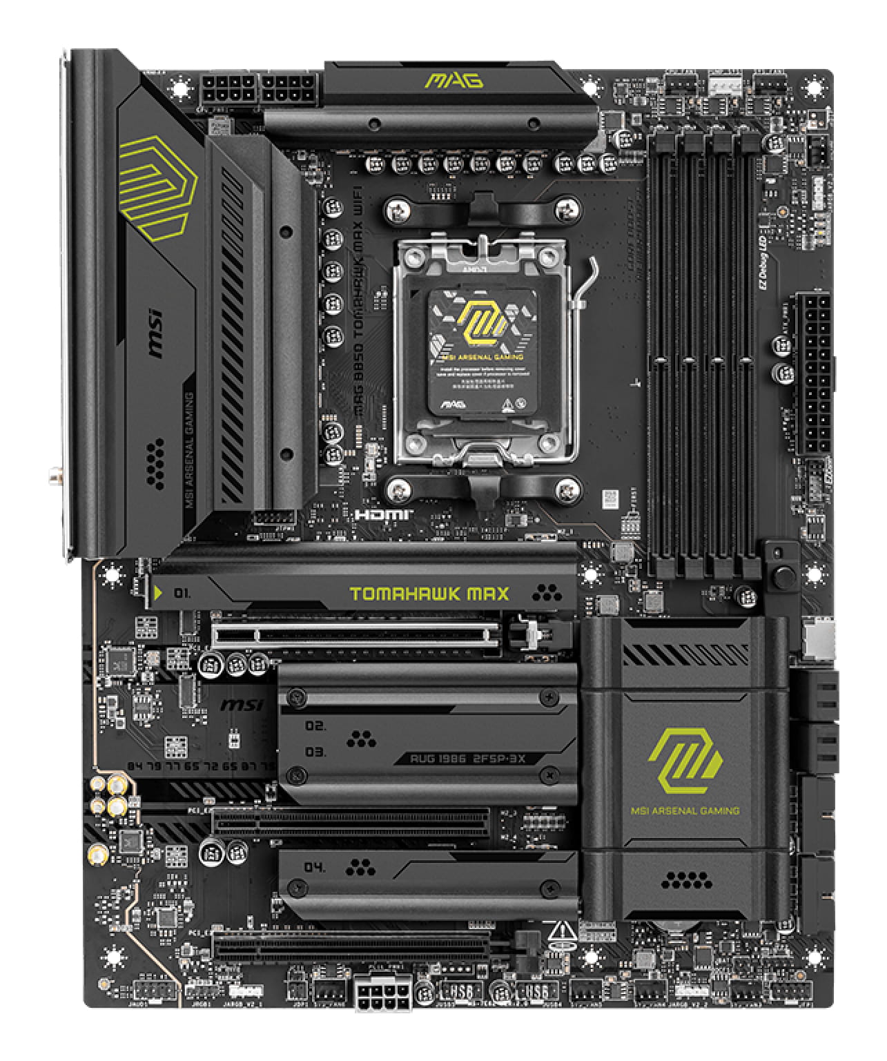 MSI MAG B850 TOMAHAWK MAX WIFI - Motherboard - ATX - Socket AM5 - AMD B850 Chipsatz - USB-C 3.2 Gen 2x2, USB-C 3.2 Gen2, USB 3.2 Gen 1, USB 3.2 Gen 2 - 5 Gigabit Ethernet, Wi-Fi 7, Bluetooth - Onboard-Grafik (CPU erforderlich)