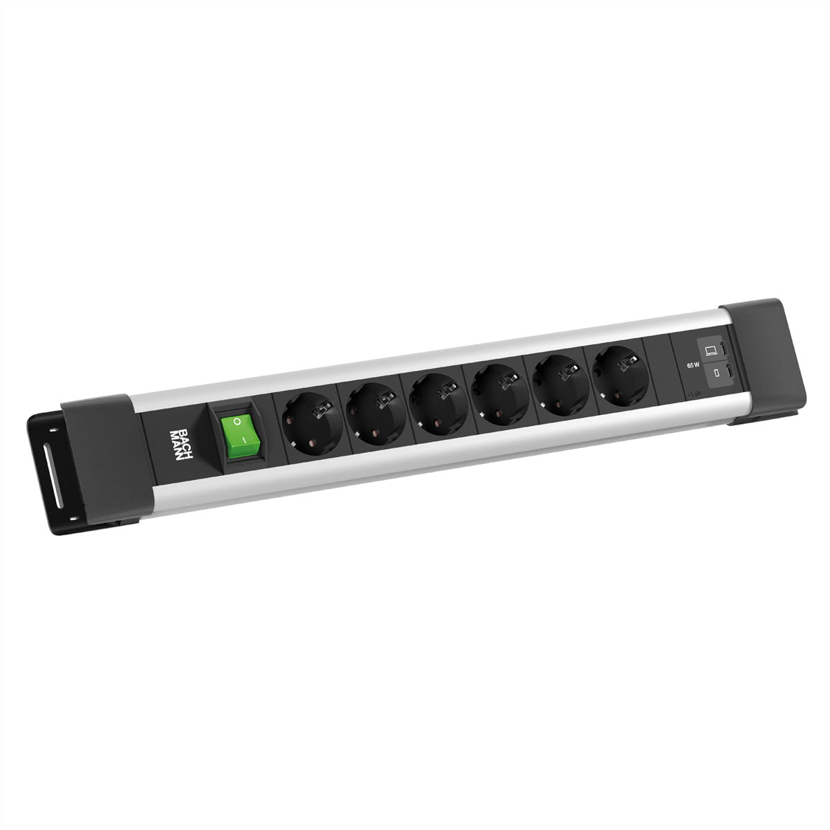 Bachmann CONNECTUS 6xCEE7/3 1xSchalter 1xUSB C/C 65W CEE7/7 grau