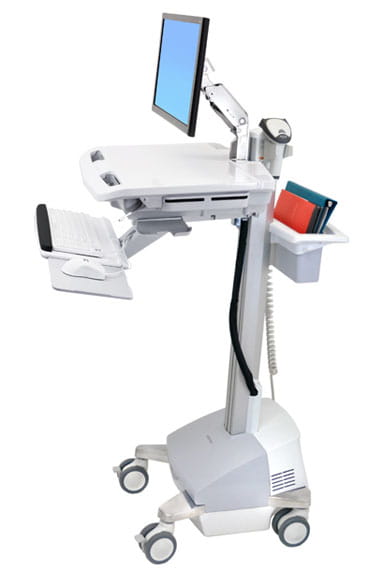 Ergotron EMR Cart with LCD Arm, SLA Powered - Wagen - für LCD-Display / PC-Ausrüstung - Kunststoff, Aluminium, verzinker Stahl - Grau, weiß, Polished Aluminum - Bildschirmgröße: bis zu 55,9 cm (bis zu 22 Zoll)