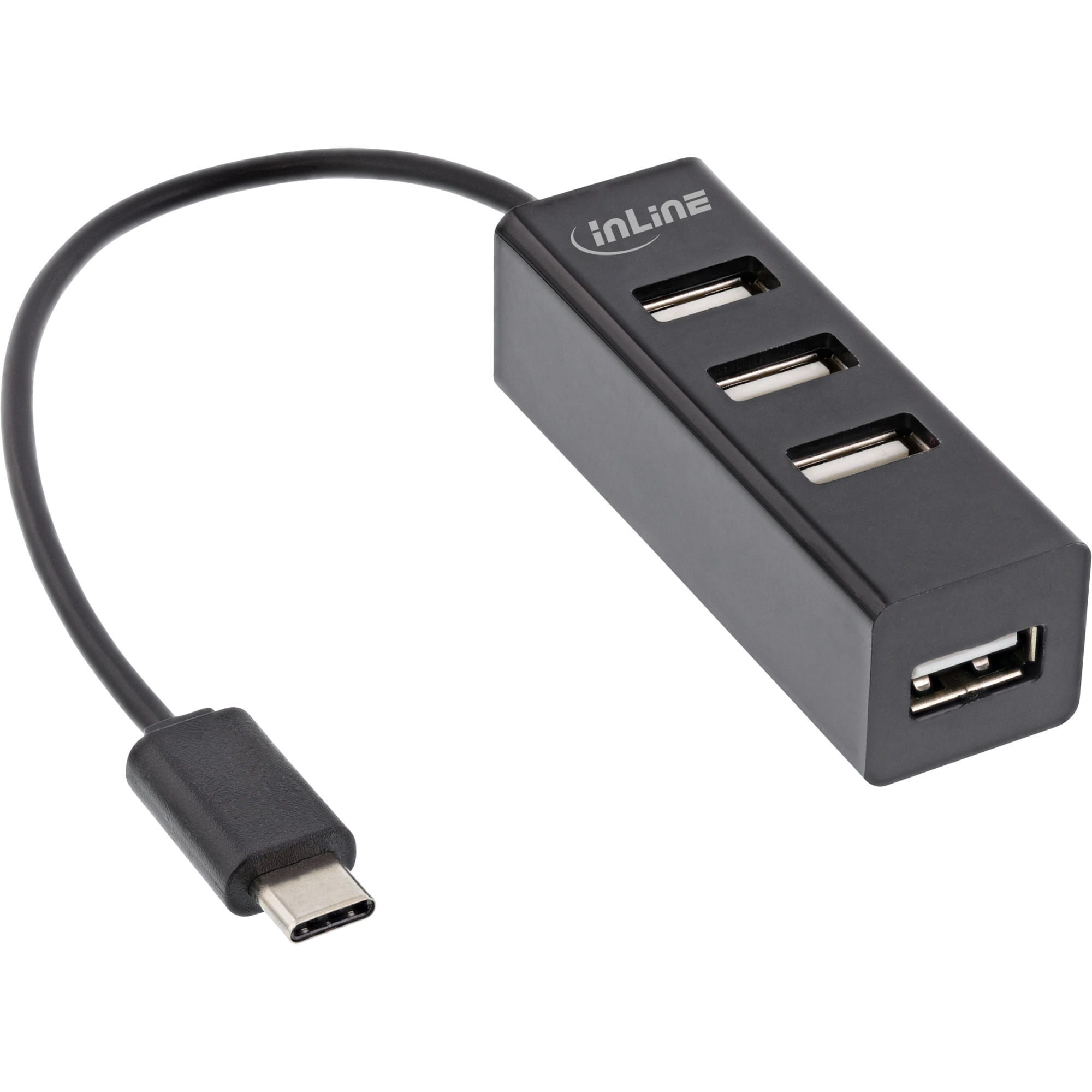 InLine USB 2.0 4-Port Hub - USB-C auf 4x USB-A - 15cm - schwarz