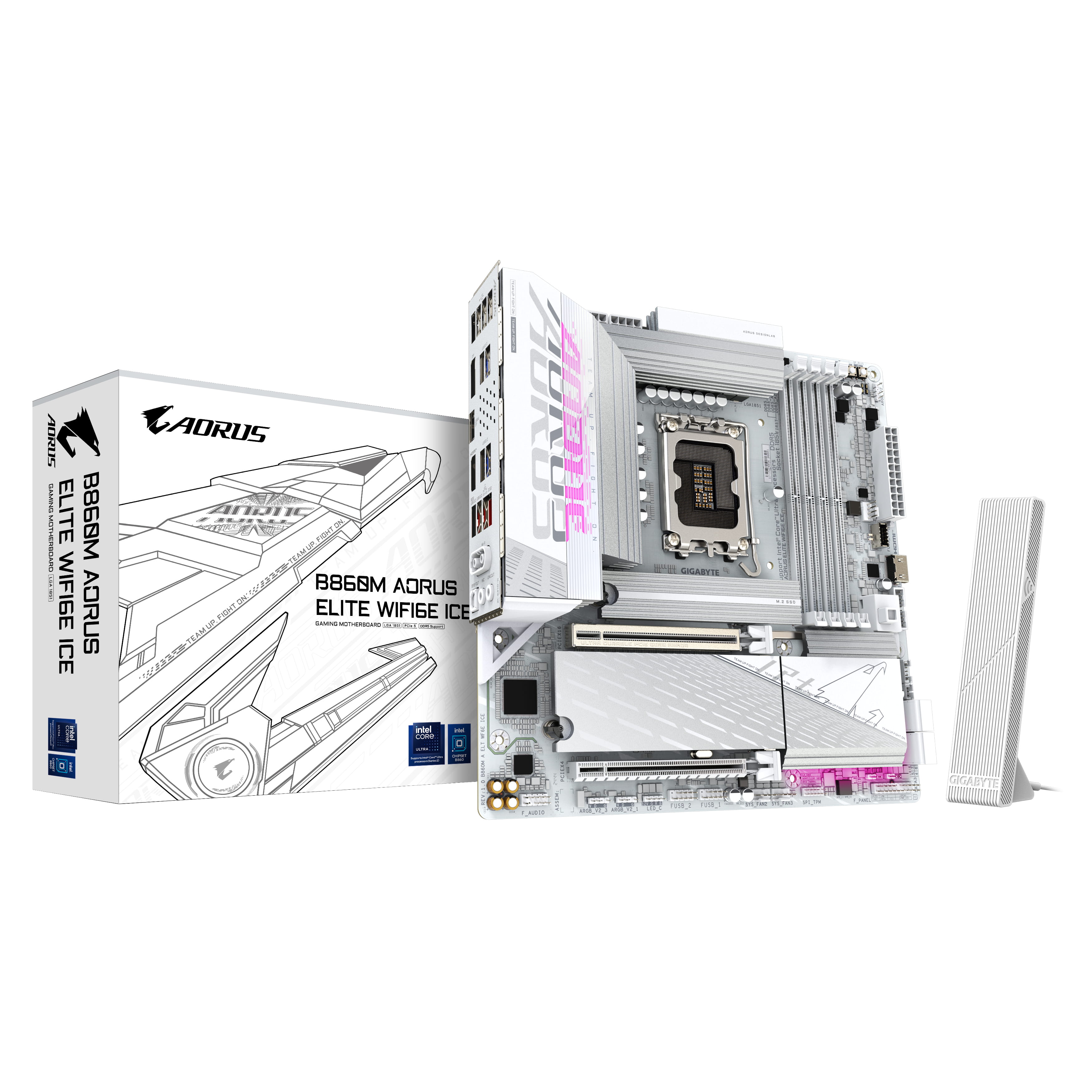 Gigabyte AORUS B860M ELITE WIFI6E ICE - Motherboard - micro ATX - LGA1851 Sockel - AMD B850 Chipsatz - USB4, USB-C 3.2 Gen2, USB 3.2 Gen 2, USB 3.2 Gen 1 - Bluetooth, Wi-Fi 6E, 2.5 Gigabit LAN - Onboard-Grafik (CPU erforderlich)