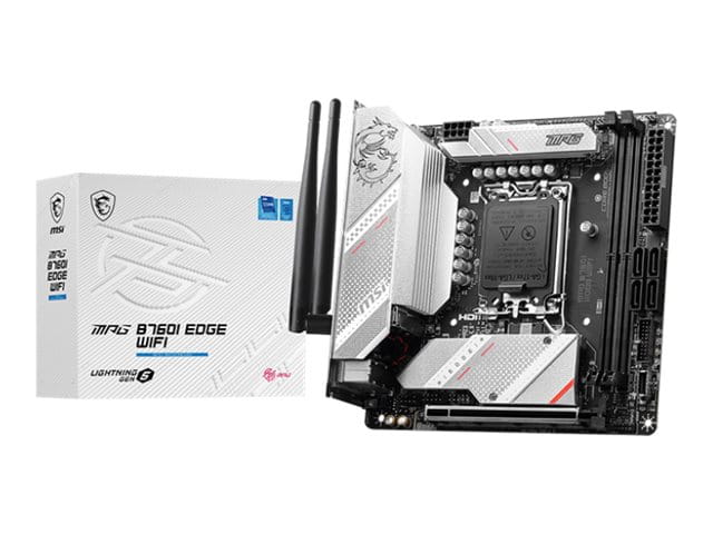 MSI MPG B760I EDGE WIFI - Motherboard - Mini-ITX - LGA1700-Sockel - B760 Chipsatz - USB 3.2 Gen 2, USB 3.2 Gen 1, USB-C 3.2 Gen2 - 2.5 Gigabit LAN, Wi-Fi 6E, Bluetooth - Onboard-Grafik (CPU erforderlich)