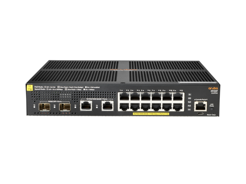 HPE Aruba Networking 2930F 12G PoE+ 2G/2SFP+ - Switch - L3 - managed - 12 x 10/100/1000 (PoE+)
