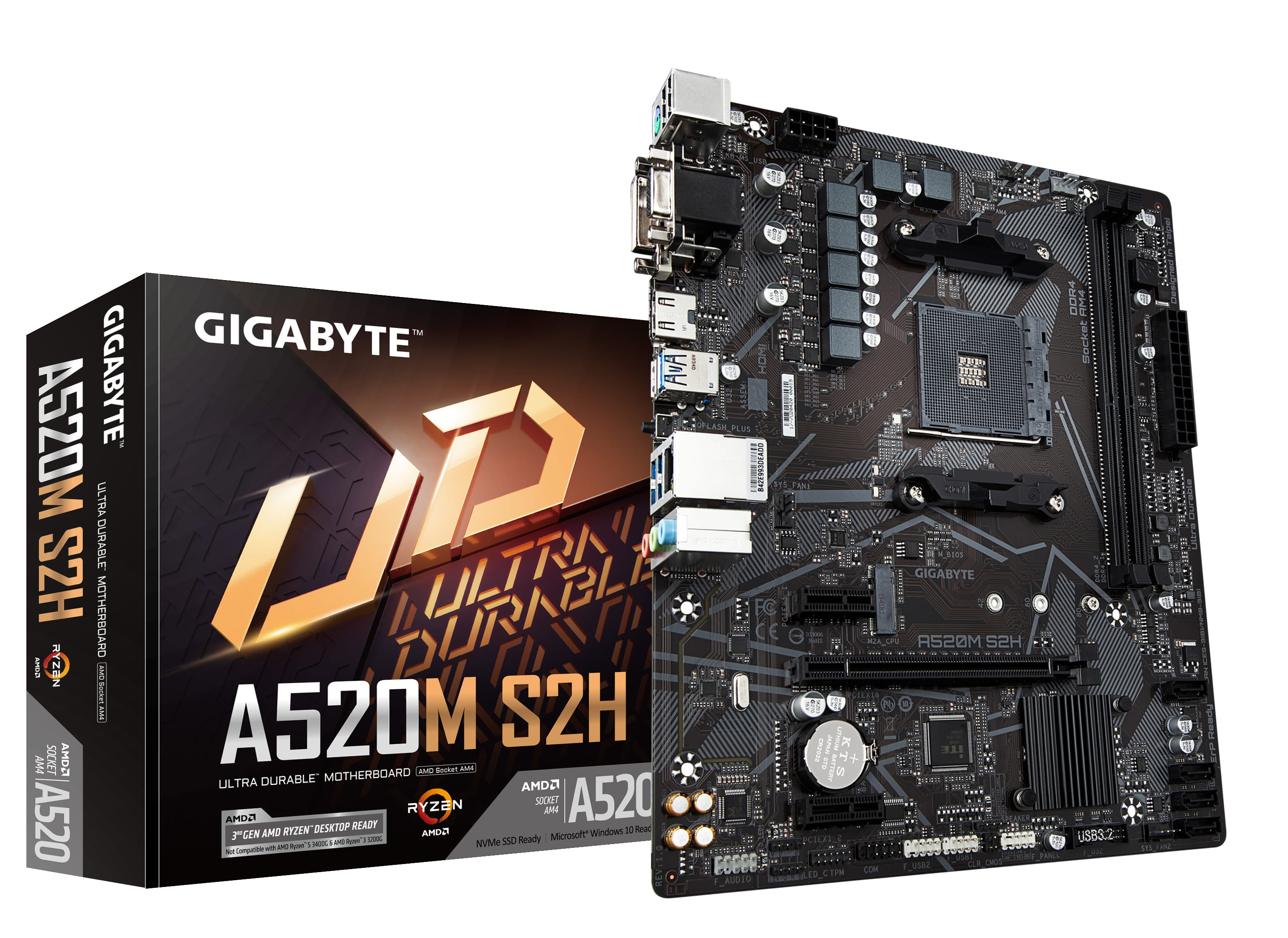 Gigabyte A520M S2H - 1.0 - Motherboard - micro ATX - Socket AM4 - AMD A520 Chipsatz - USB 3.2 Gen 1 - Gigabit LAN - Onboard-Grafik (CPU erforderlich)
