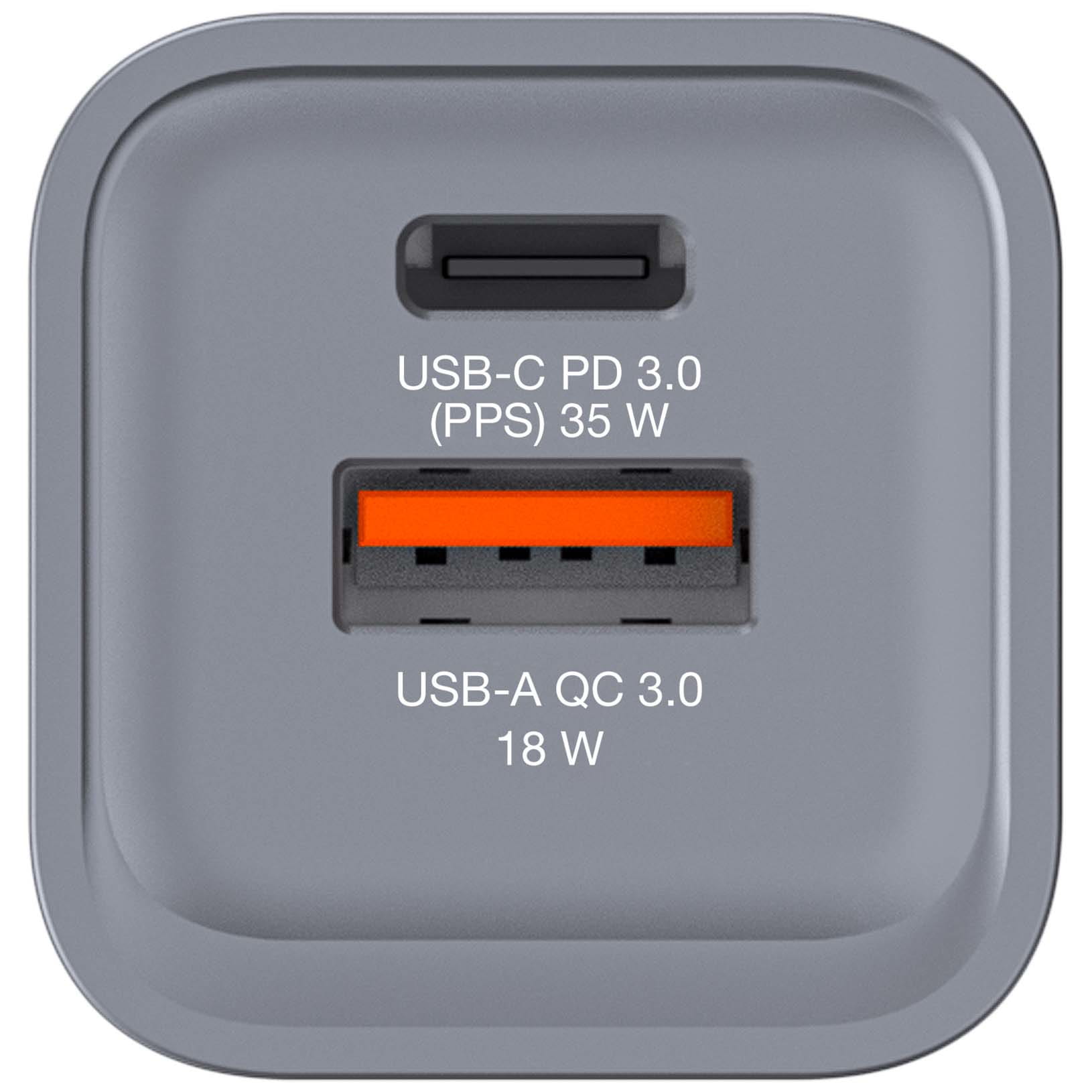 Verbatim Netzteil - GaN - 35 Watt - 3 A - PD 3.0, QC 3.0 - 2 Ausgabeanschlussstellen (24 pin USB-C, USB)