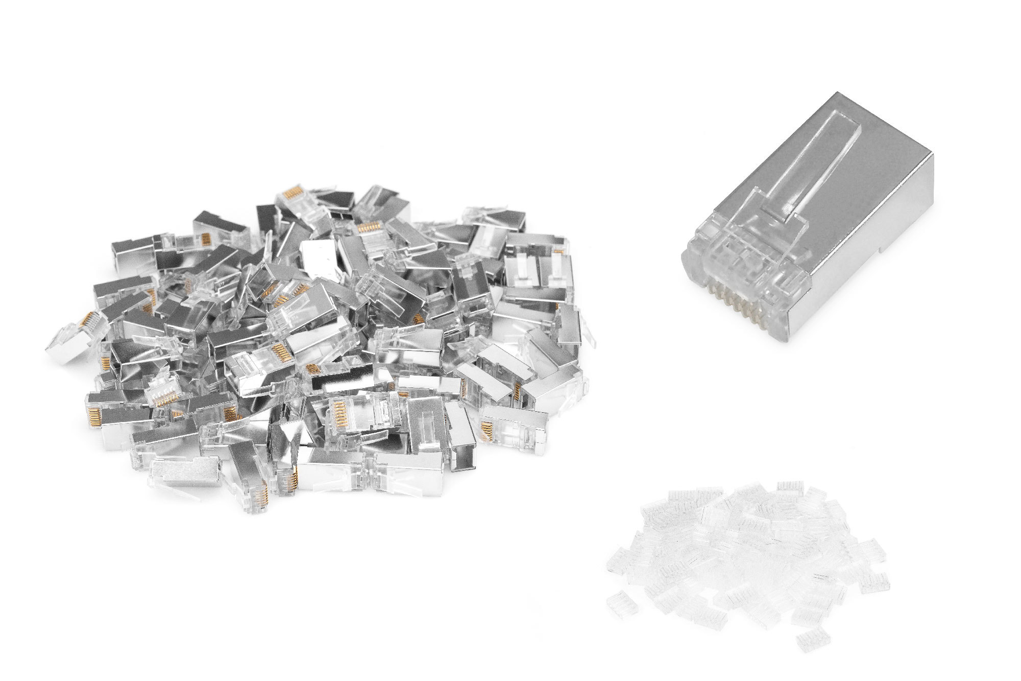 DIGITUS CAT 6 Modularstecker für Rundkabel, Pass through Stecker - 100 Stk.