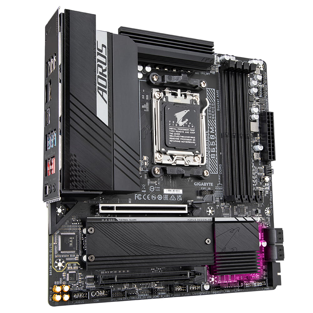 Gigabyte AORUS B650M ELITE - 1.0 - Motherboard - micro ATX - Socket AM5 - AMD B650 Chipsatz - USB 3.2 Gen 2, USB-C 3.2 Gen2, USB 3.2 Gen 1, USB-C 3.2 Gen 2x2 - 2.5 Gigabit LAN - Onboard-Grafik (CPU erforderlich)