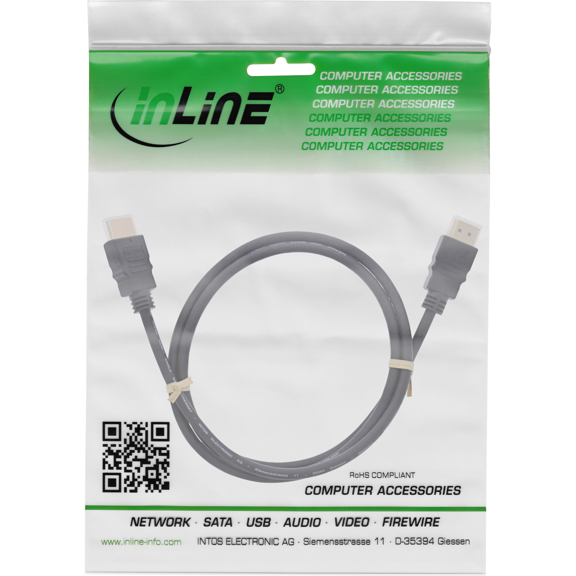 InLine HDMI Kabel - HDMI-High Speed mit Ethernet - Stecker/Stecker - schwarz - 5m