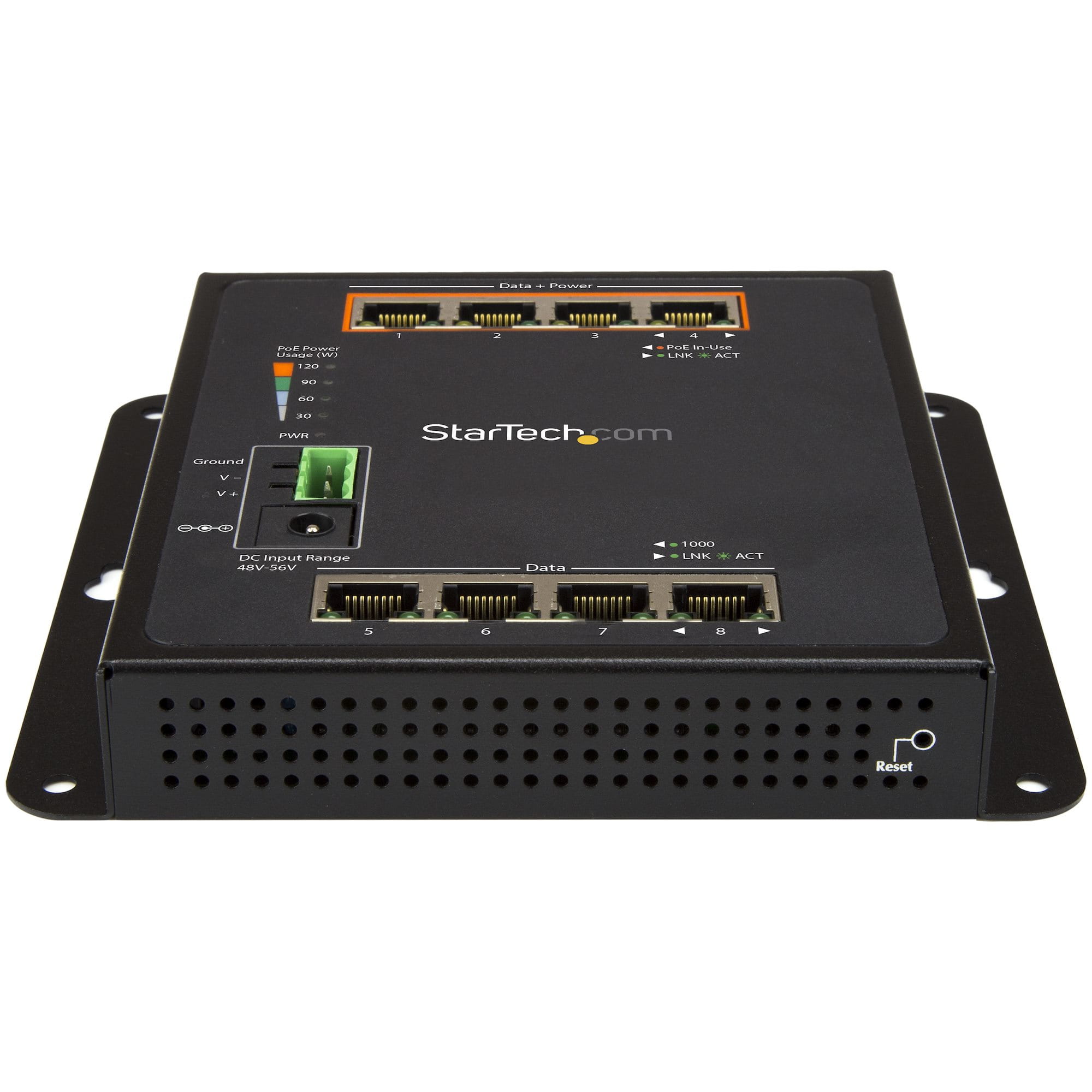 StarTech.com 8 Port POE Managed Ethernet Switch - 30W per PoE+ Port - Industrieller managed Wandmontage Netzwerk Switch - Switch - managed - 4 x 10/100/1000 + 4 x 10/100/1000 (PoE+)