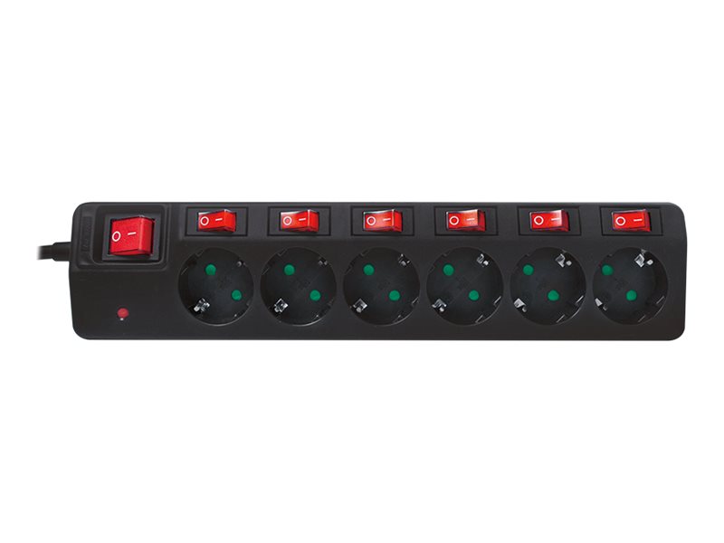 LogiLink Steckdosenleiste - Wechselstrom 250 V - 3680 Watt - Ausgangsanschlüsse: 6 (power CEE 7/3)